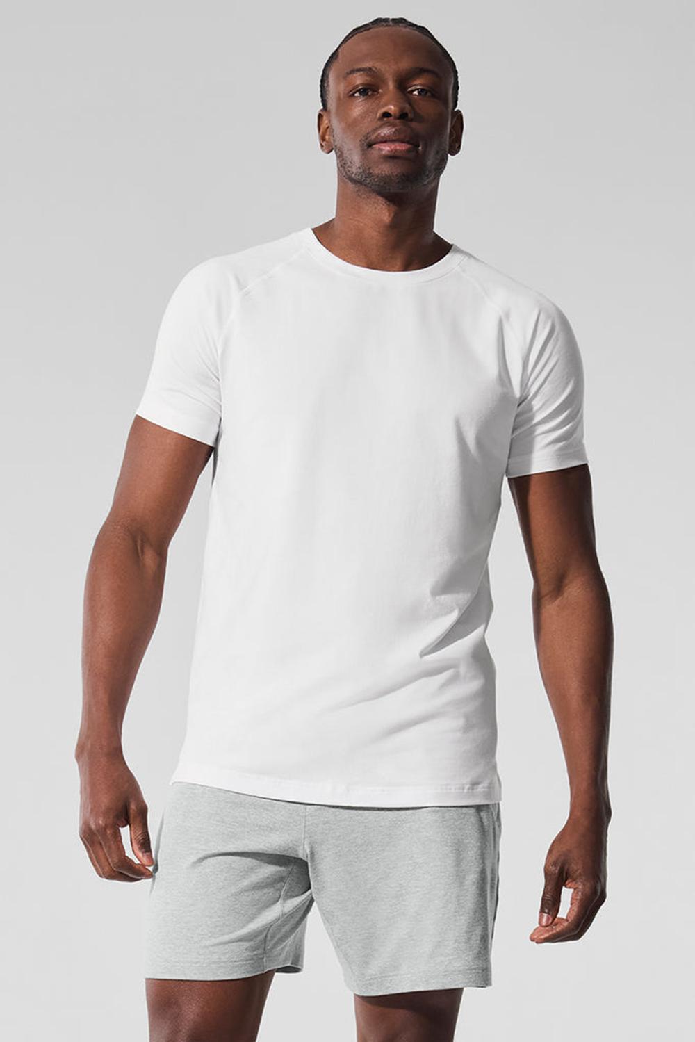 White Men Alo Yoga Vapor Crewneck Short Sleeve | Australia  02695-HICG