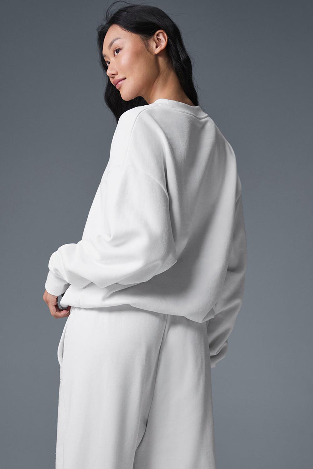 White Women Alo Yoga Accolade Crew Neck Pullover | Australia  59431-ZTFW