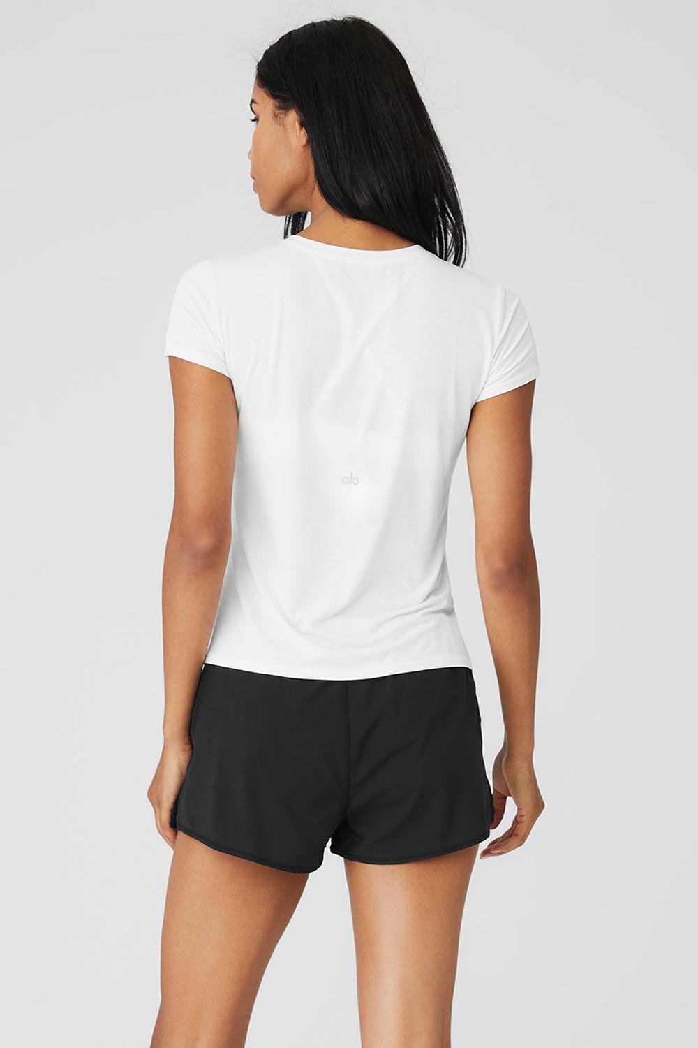 White Women Alo Yoga All Day Short Sleeve | Australia  06123-TVOS