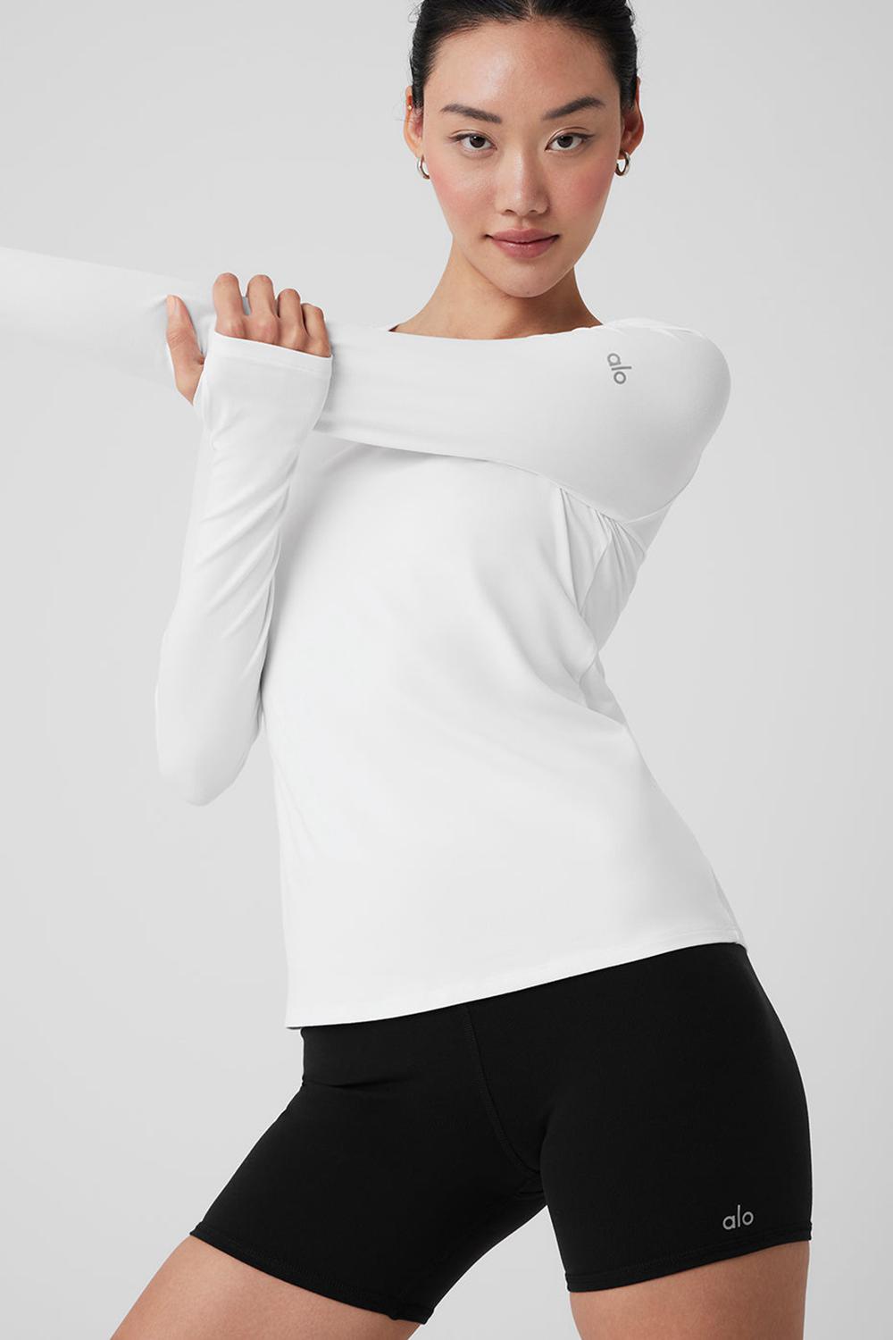 White Women Alo Yoga Alosoft Finesse Long Sleeve | Australia  29475-GMTO