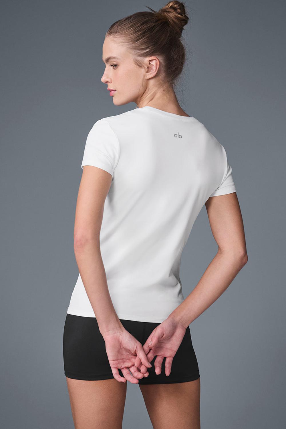 White Women Alo Yoga Alosoft Finesse Tee | Australia  50987-AMRQ