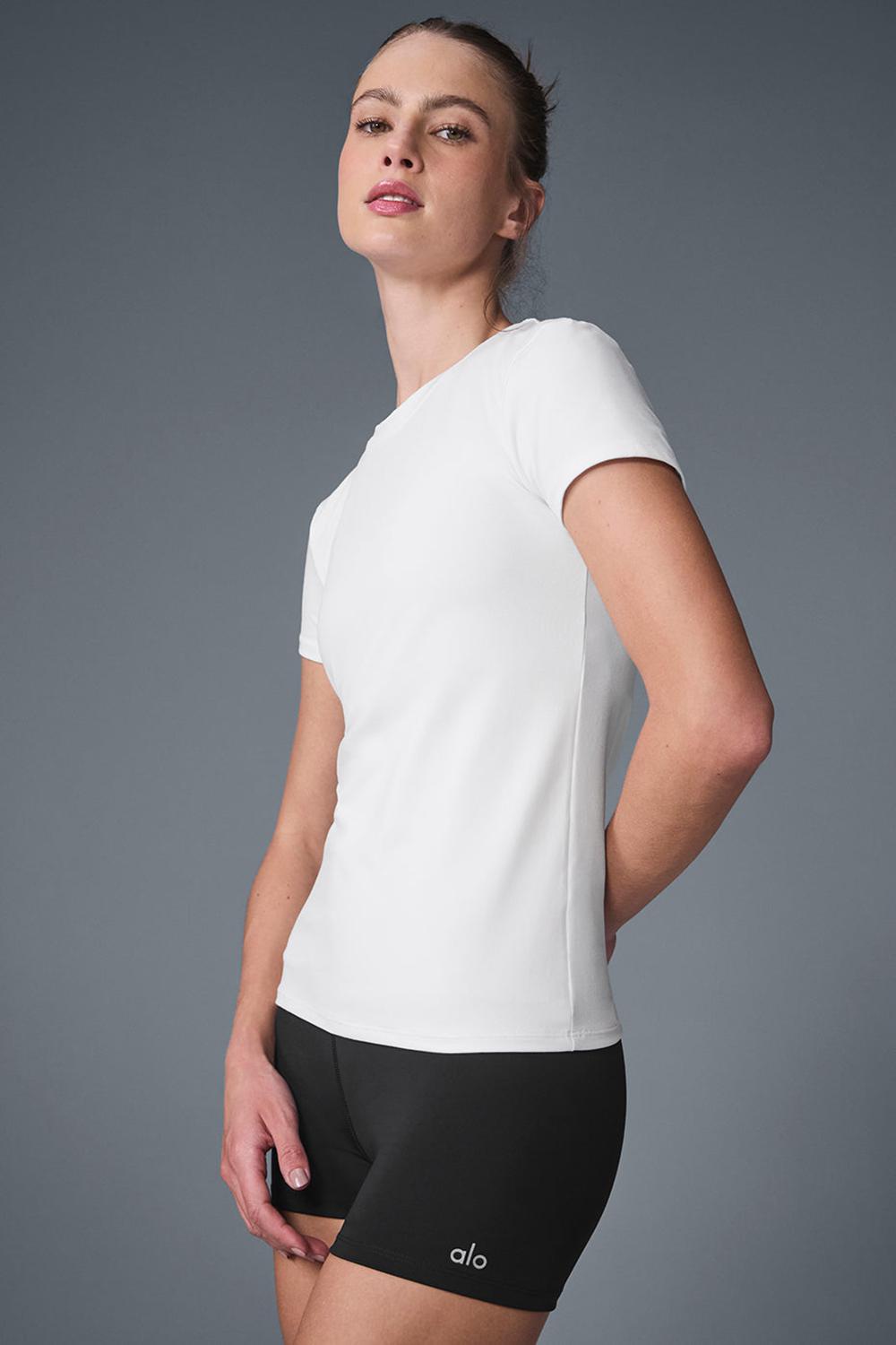 White Women Alo Yoga Alosoft Finesse Tee | Australia  50987-AMRQ