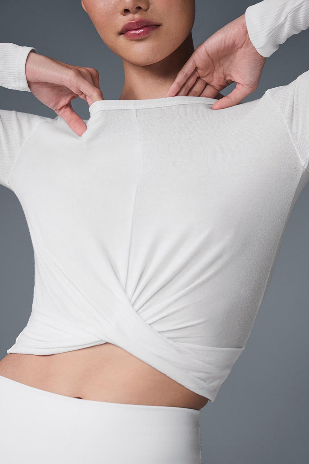 White Women Alo Yoga Cover Top Long Sleeve | Australia  28916-ZWQM