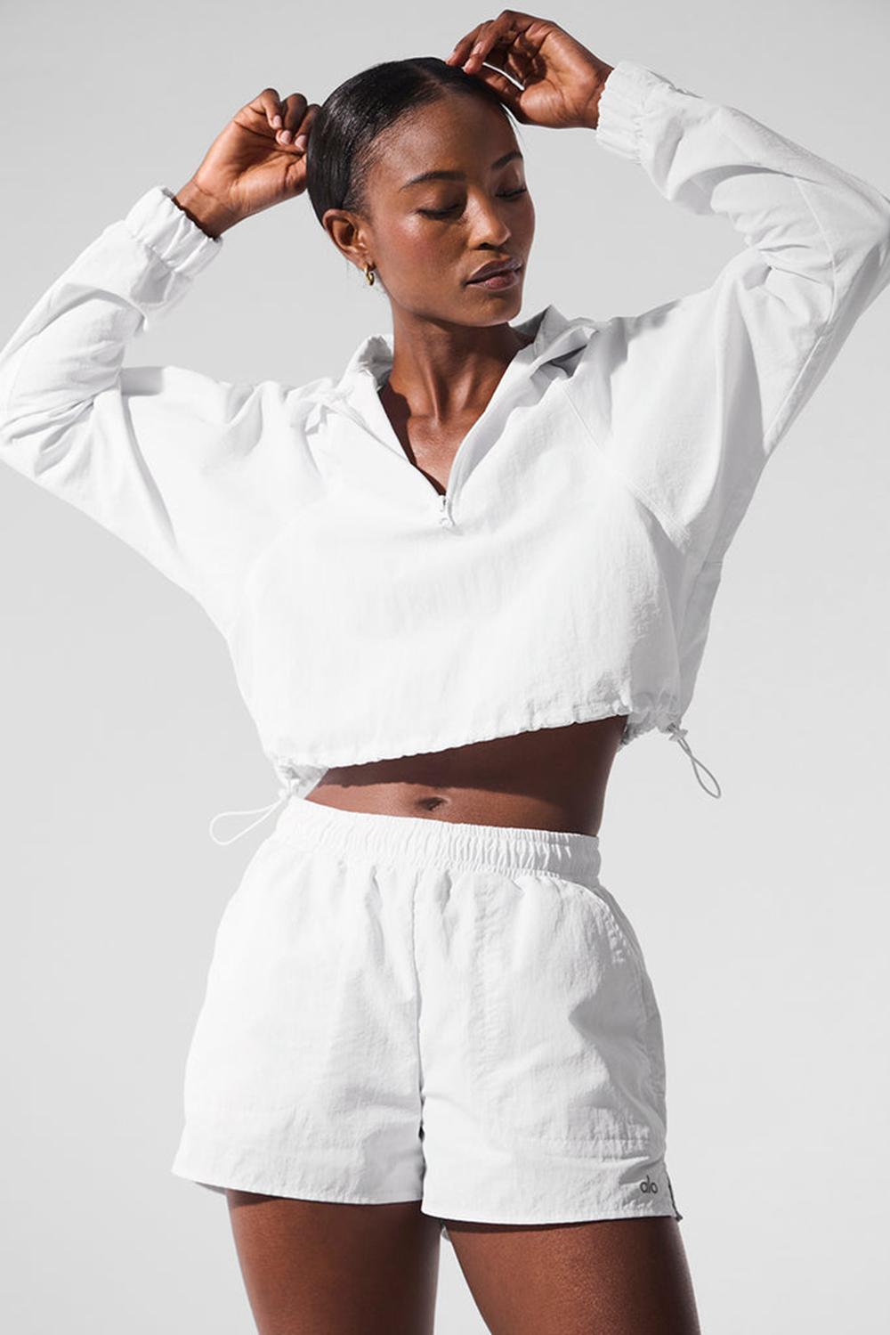White Women Alo Yoga Cropped 1/4 Zip Alumni Pullover | Australia  85019-UYSG