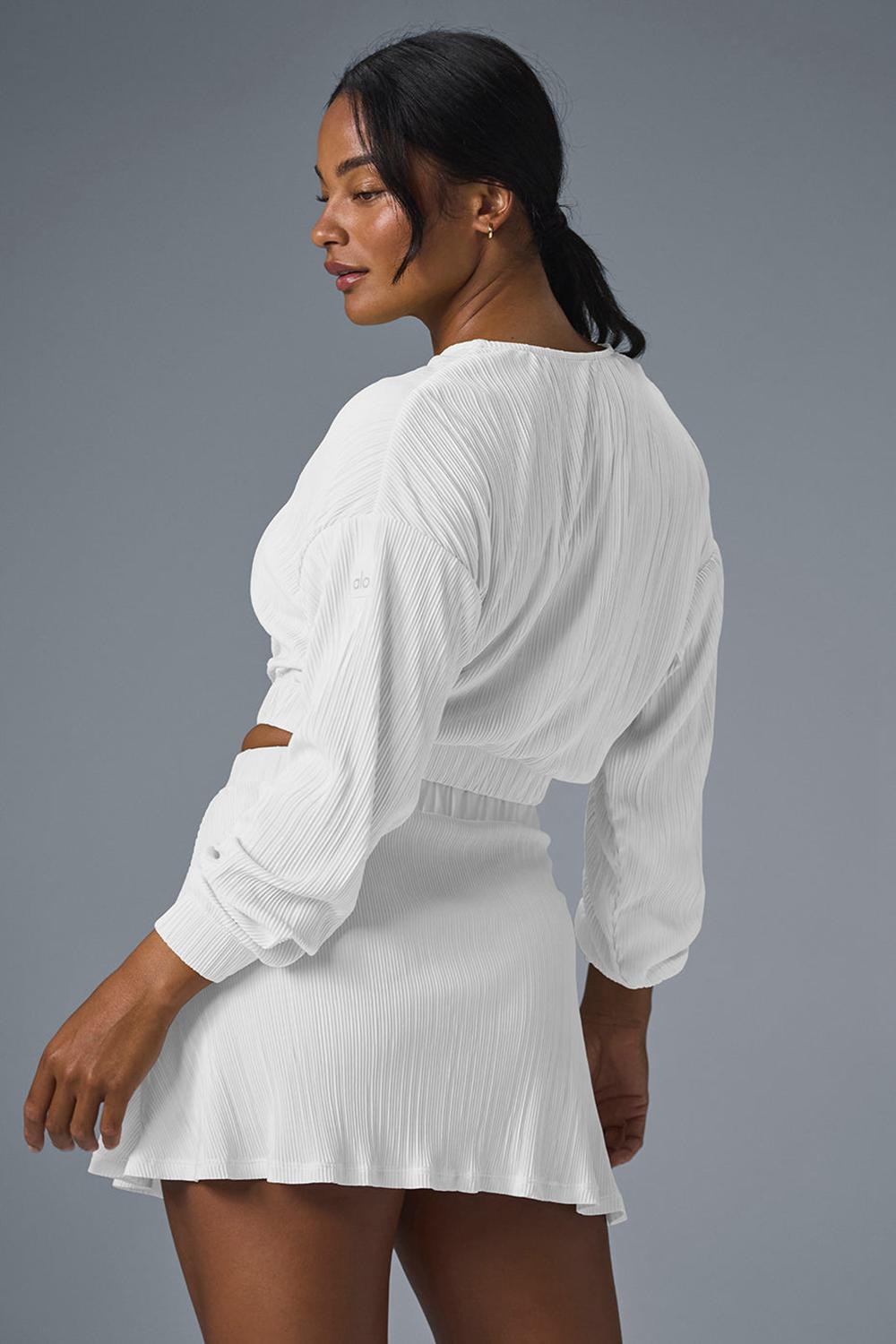 White Women Alo Yoga Cropped Micro Plisse Jacket | Australia  35216-VREI