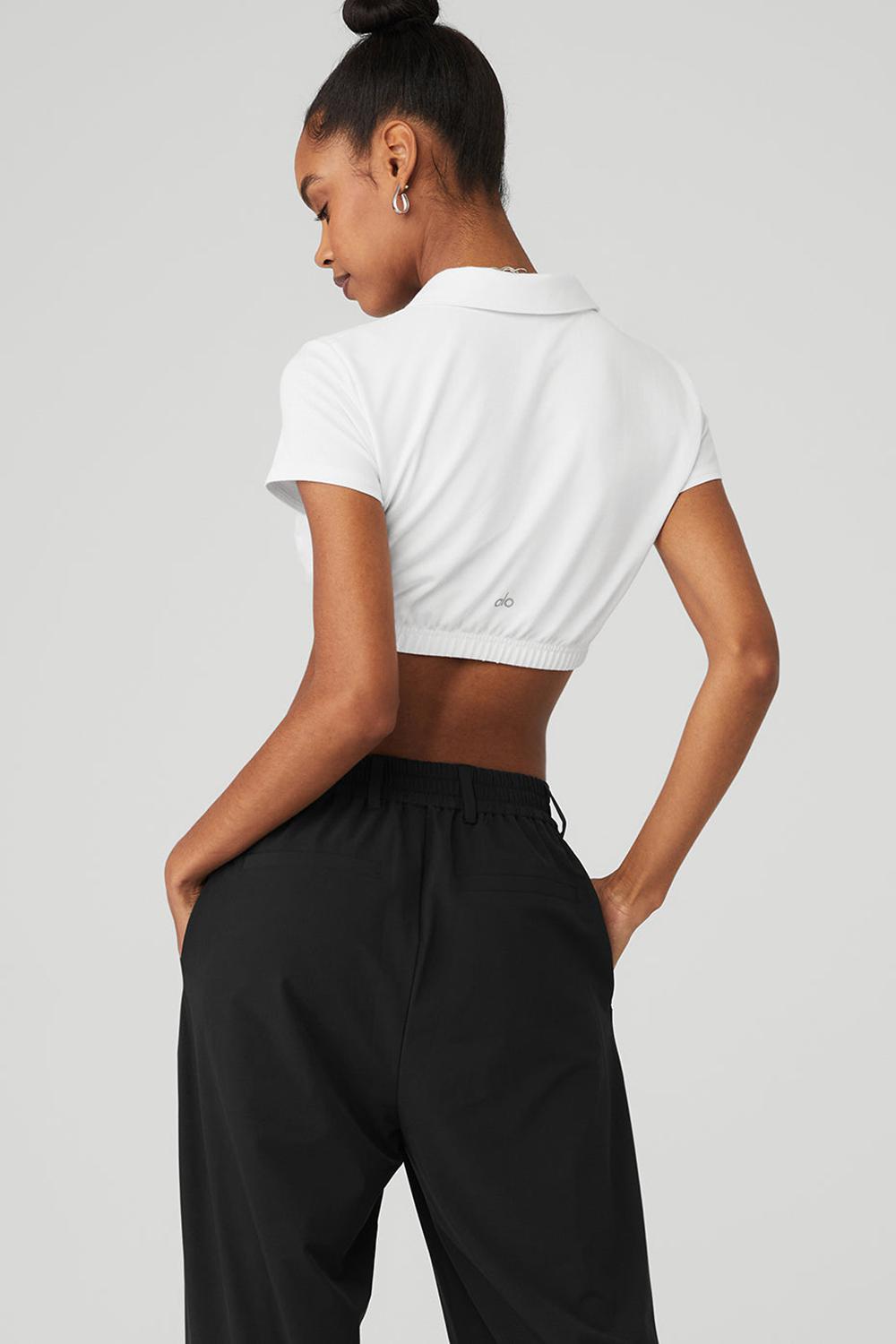 White Women Alo Yoga Cropped Prestige Polo Polo | Australia  65780-UZIS
