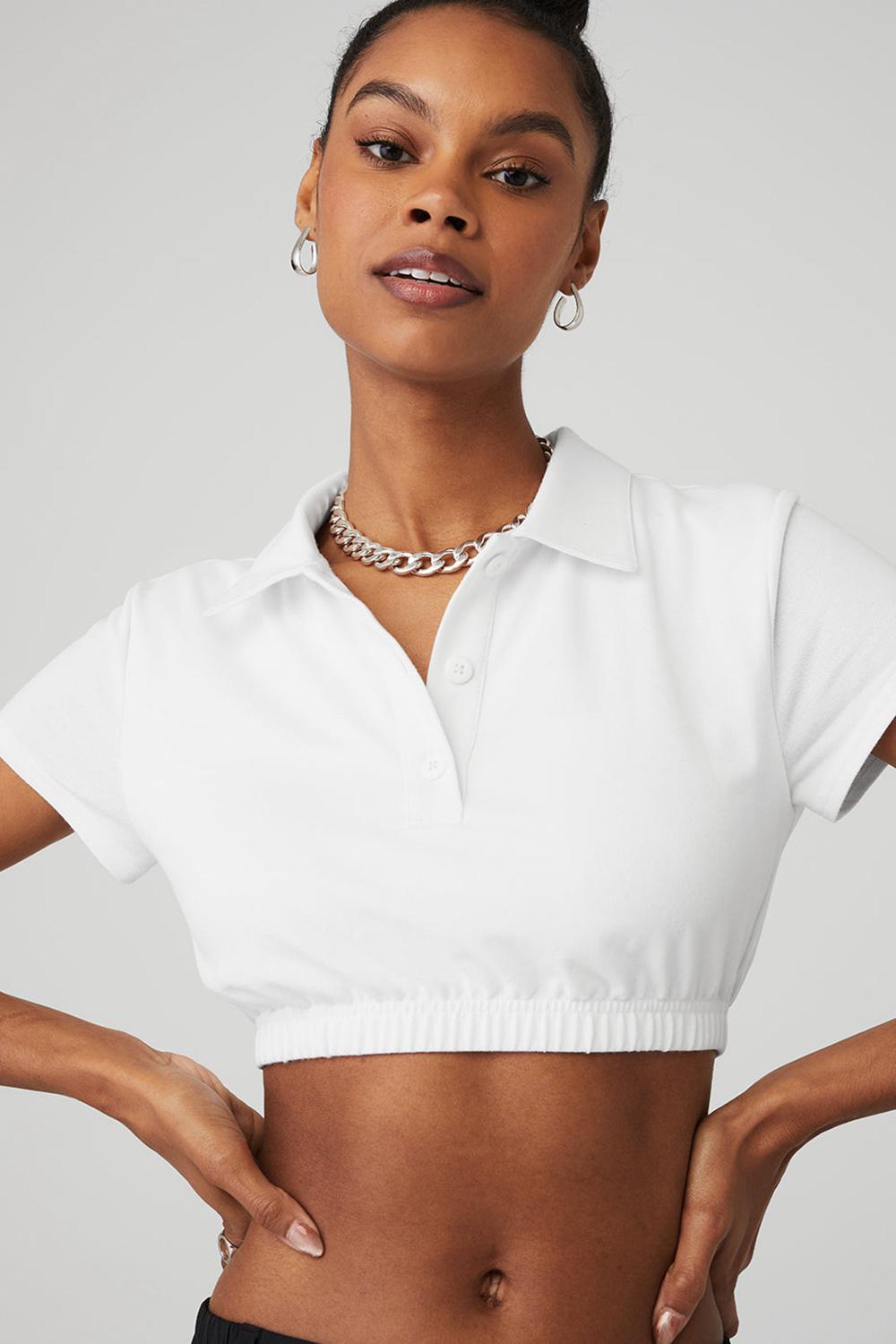 White Women Alo Yoga Cropped Prestige Polo Polo | Australia  65780-UZIS