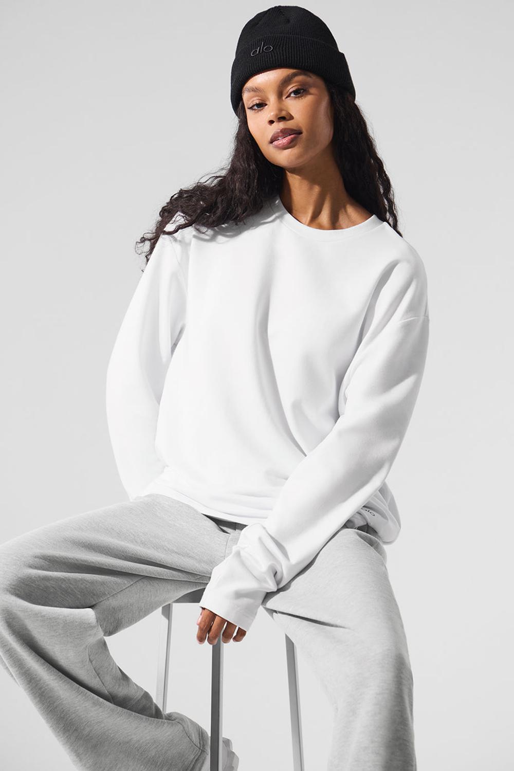 White Women Alo Yoga Double Take Crew Long Sleeve | Australia  31506-EJYT