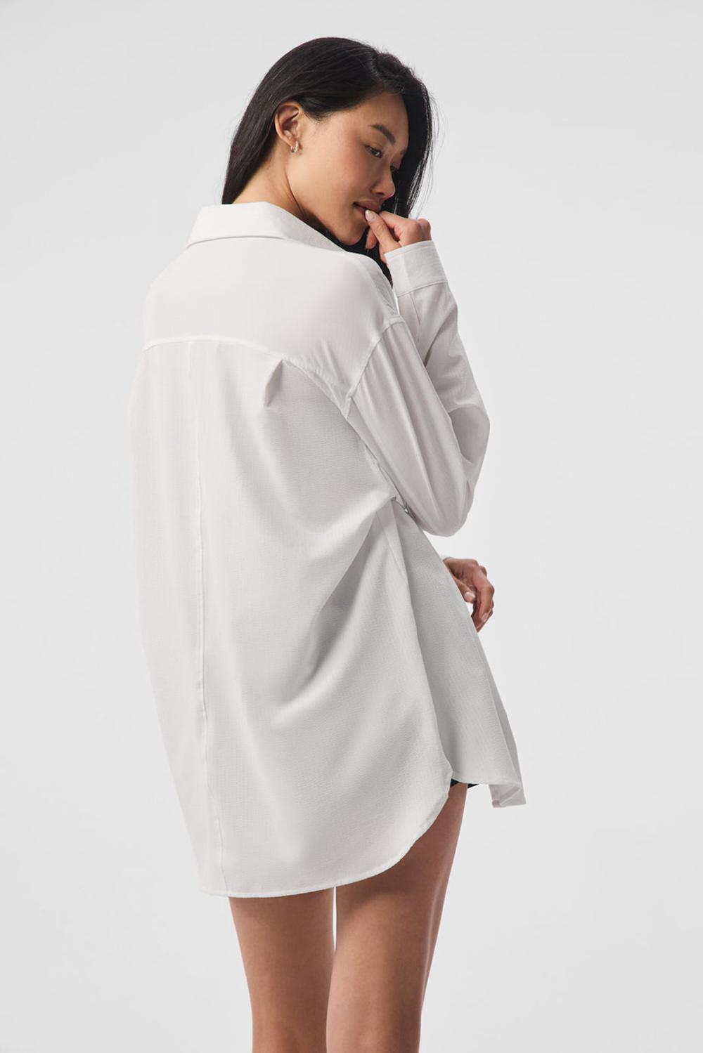 White Women Alo Yoga Dreamscape Button Down Long Sleeve | Australia  64580-DKXY