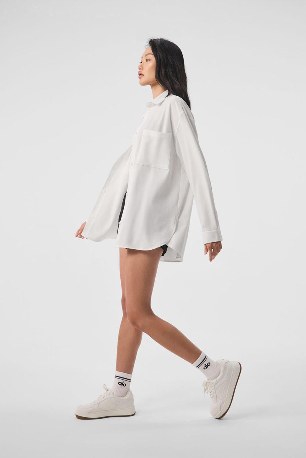 White Women Alo Yoga Dreamscape Button Down Long Sleeve | Australia  64580-DKXY