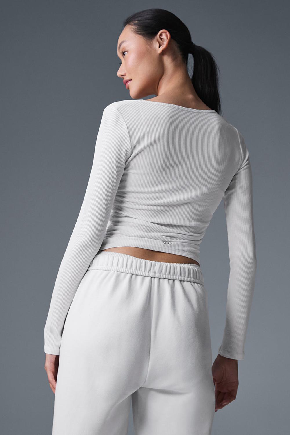 White Women Alo Yoga Gather Long Sleeve | Australia  45168-TDGM