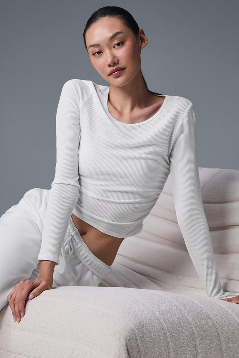 White Women Alo Yoga Gather Long Sleeve | Australia  45168-TDGM