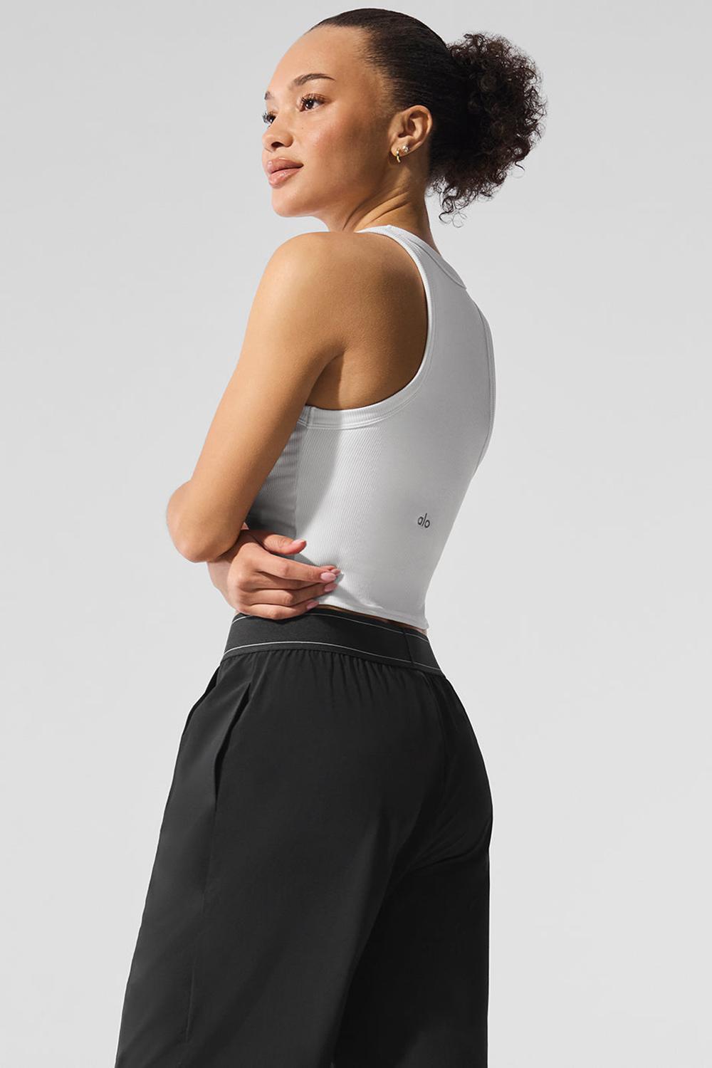 White Women Alo Yoga Goddess Ribbed Go-To Tank | Australia  89147-QINE
