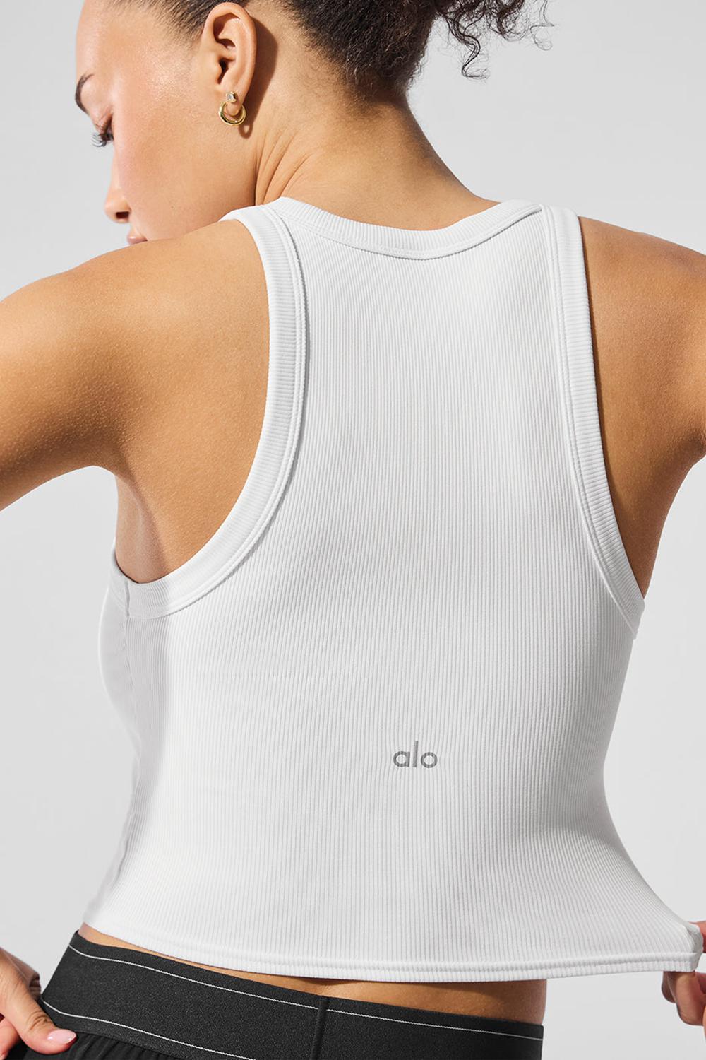 White Women Alo Yoga Goddess Ribbed Go-To Tank | Australia  89147-QINE