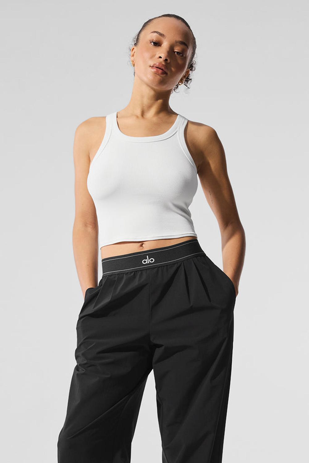 White Women Alo Yoga Goddess Ribbed Go-To Tank | Australia  89147-QINE