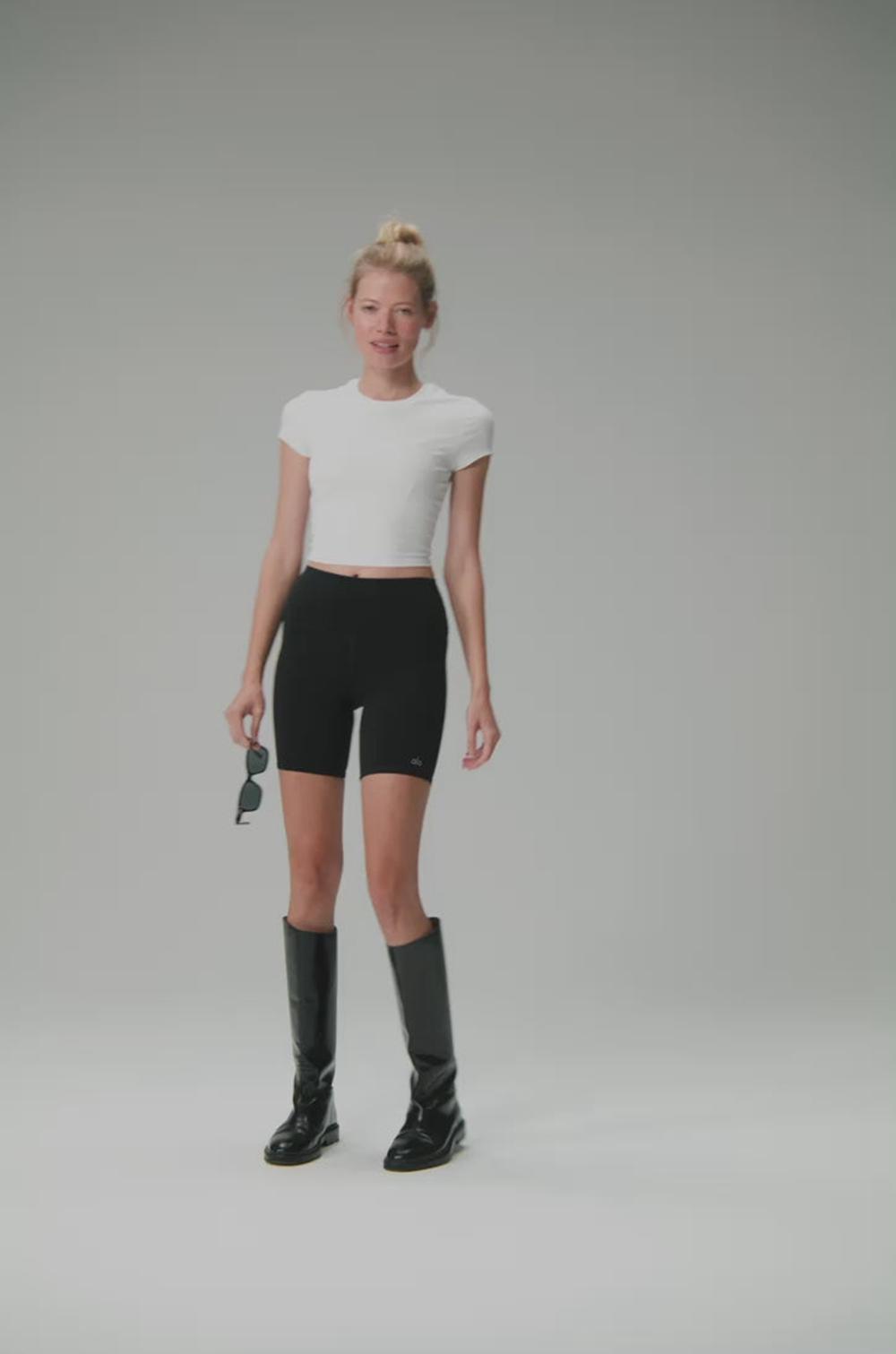 White Women Alo Yoga High-Waist Biker Short | Australia  36581-HOCE