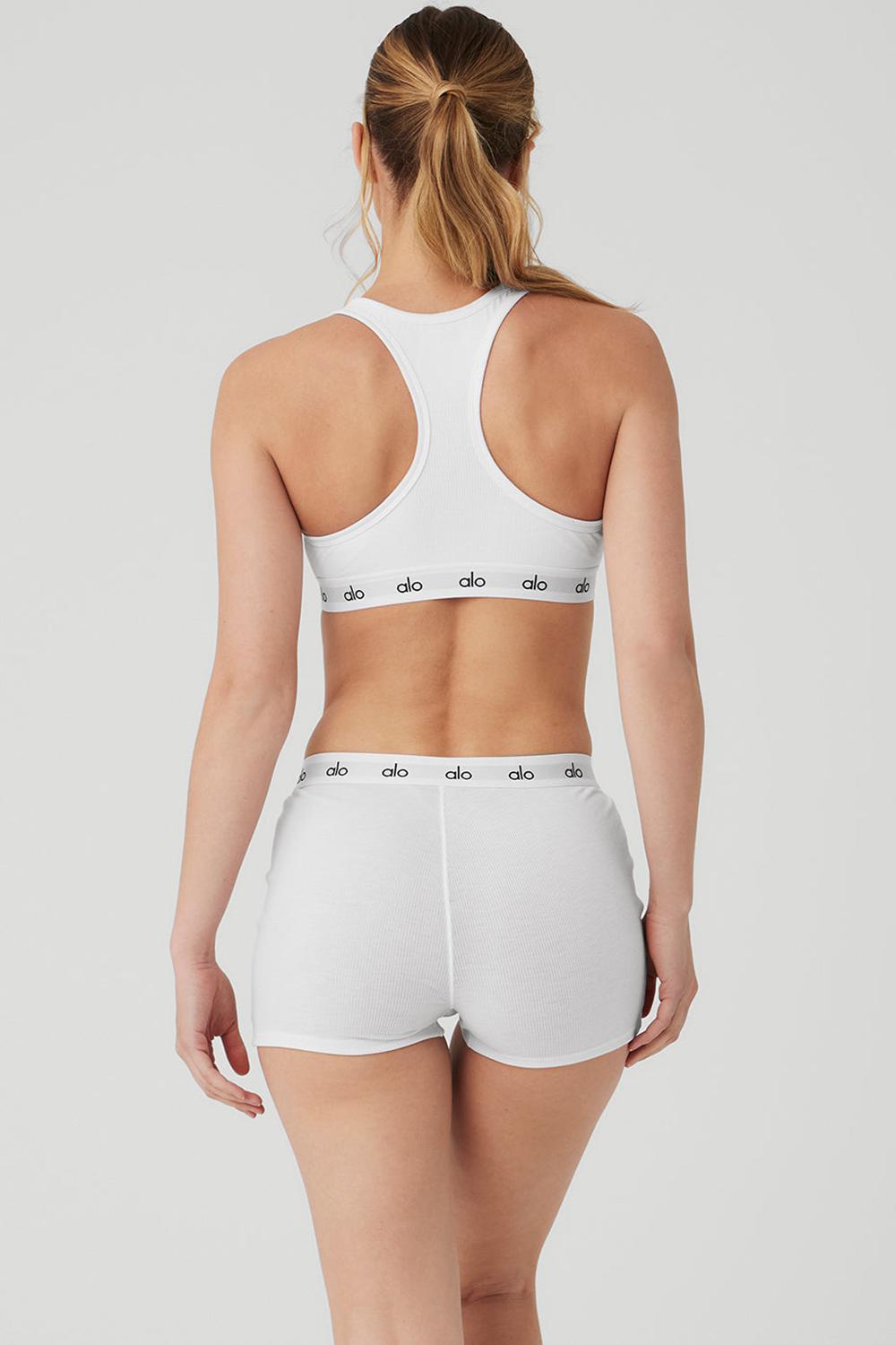 White Women Alo Yoga Icon Ribbed Henley Bra | Australia  40328-YXJU