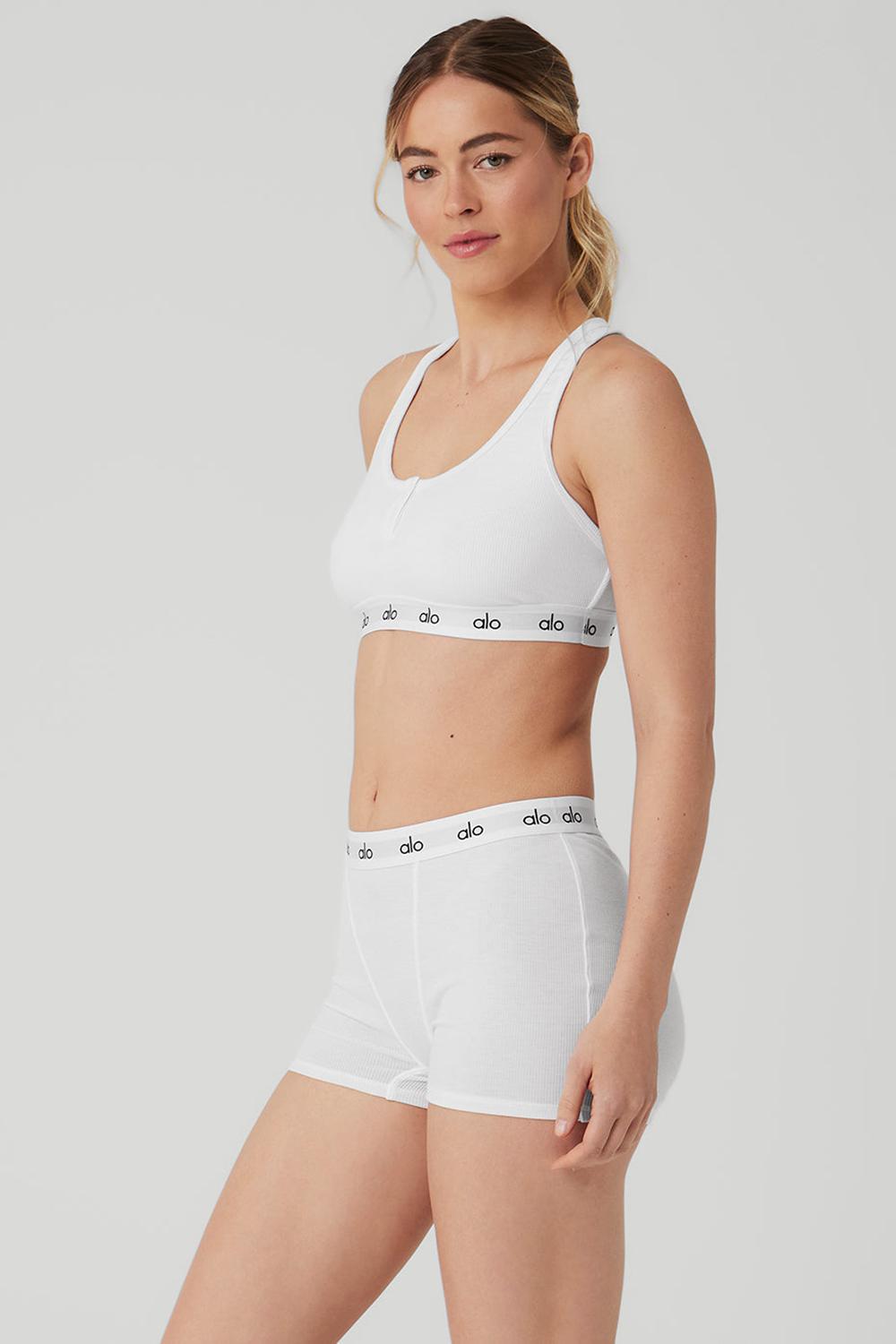 White Women Alo Yoga Icon Ribbed Henley Bra | Australia  40328-YXJU