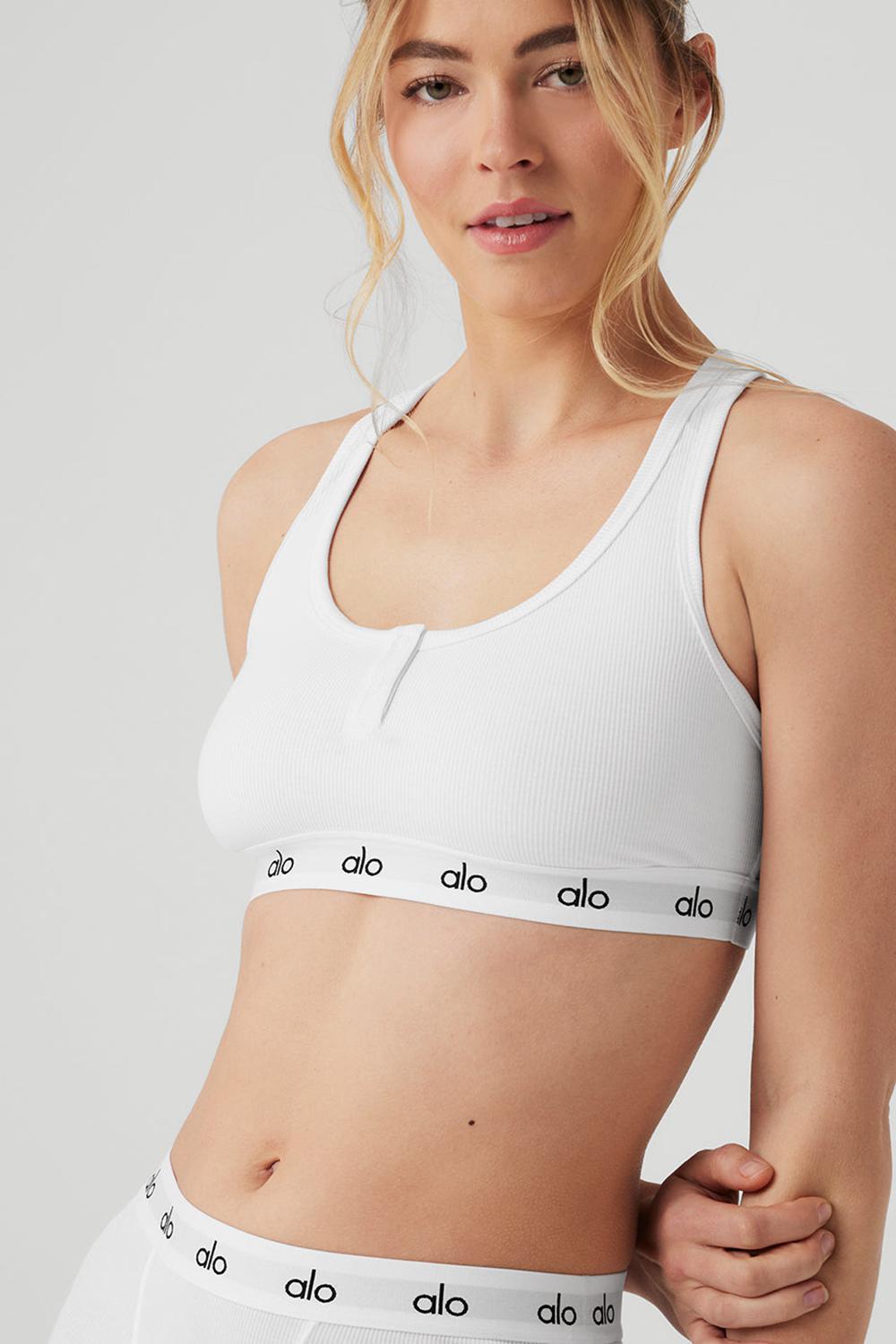 White Women Alo Yoga Icon Ribbed Henley Bra | Australia  40328-YXJU