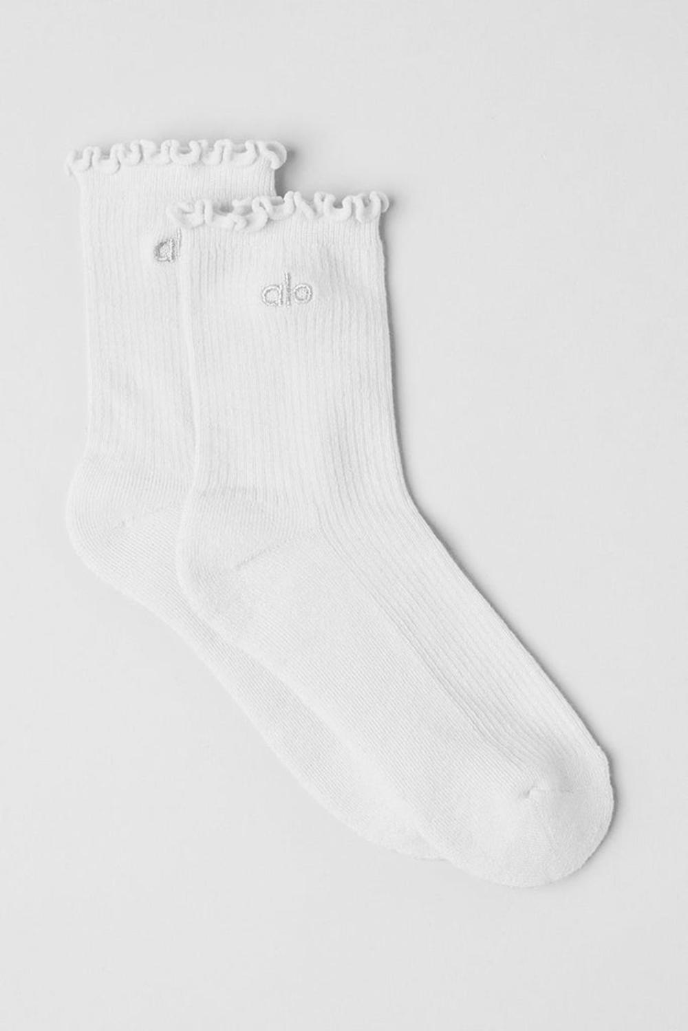 White Women Alo Yoga Lettuce Edge Sock | Australia  08351-COGQ