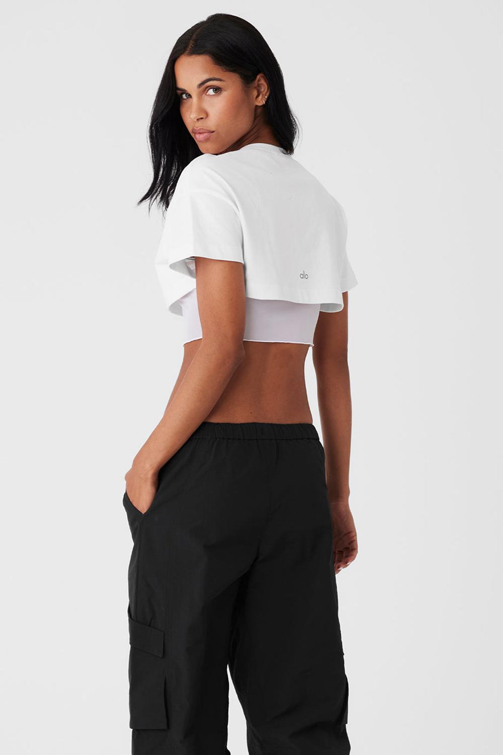 White Women Alo Yoga Made You Look Cropped Short Sleeve Tee | Australia  31048-XAMR