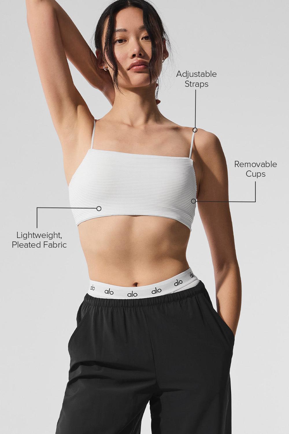 White Women Alo Yoga Micro Plisse Game On Bra | Australia  49825-PUXI