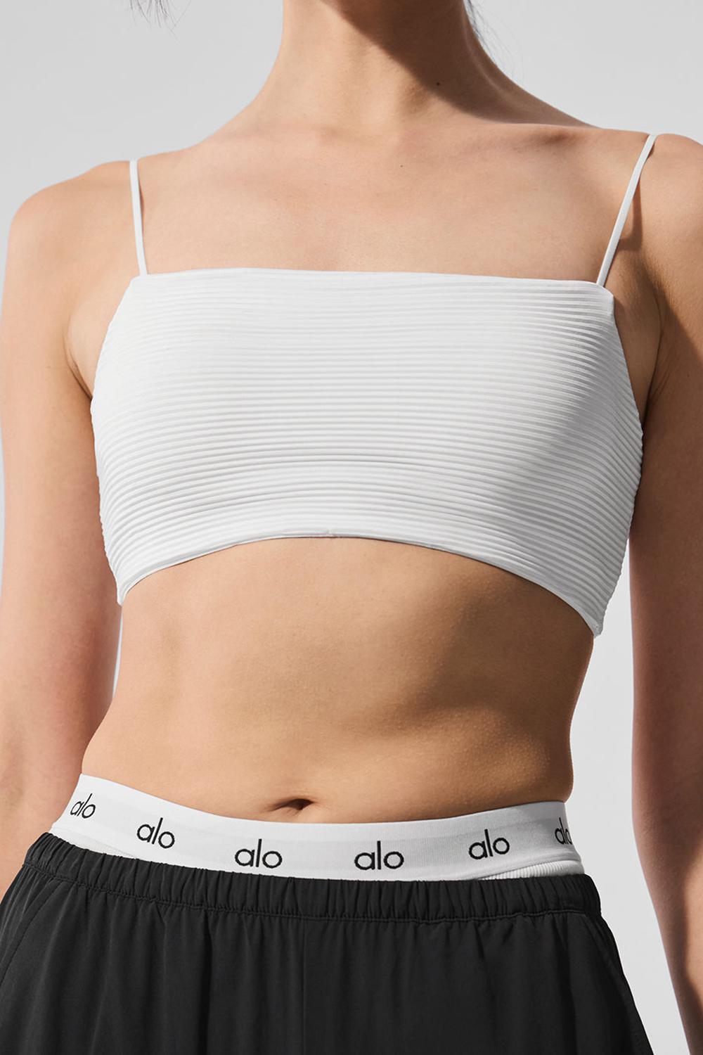 White Women Alo Yoga Micro Plisse Game On Bra | Australia  49825-PUXI
