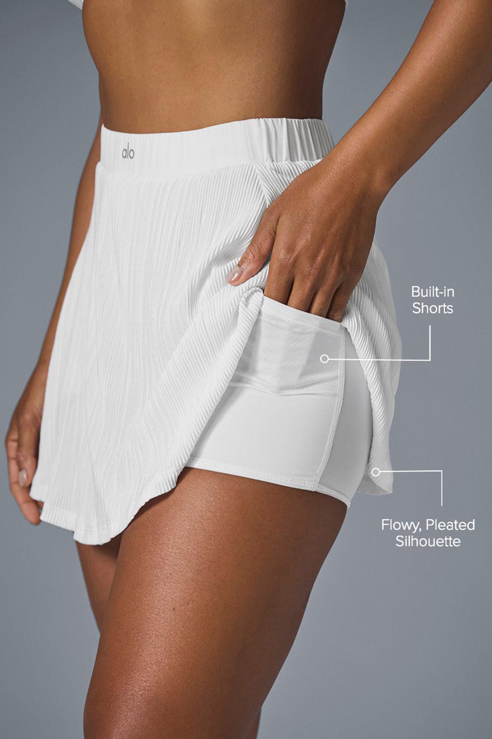 White Women Alo Yoga Micro Plisse Tennis Skirt | Australia  64897-PYIX