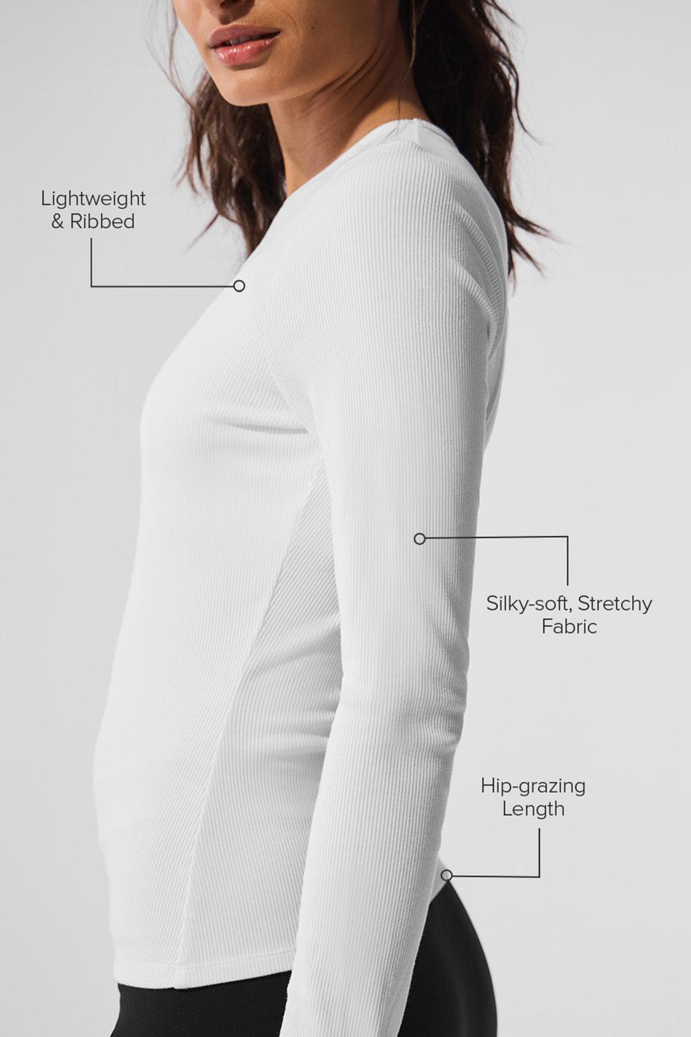 White Women Alo Yoga Ribbed Modal Long Sleeve | Australia  87401-OJWM