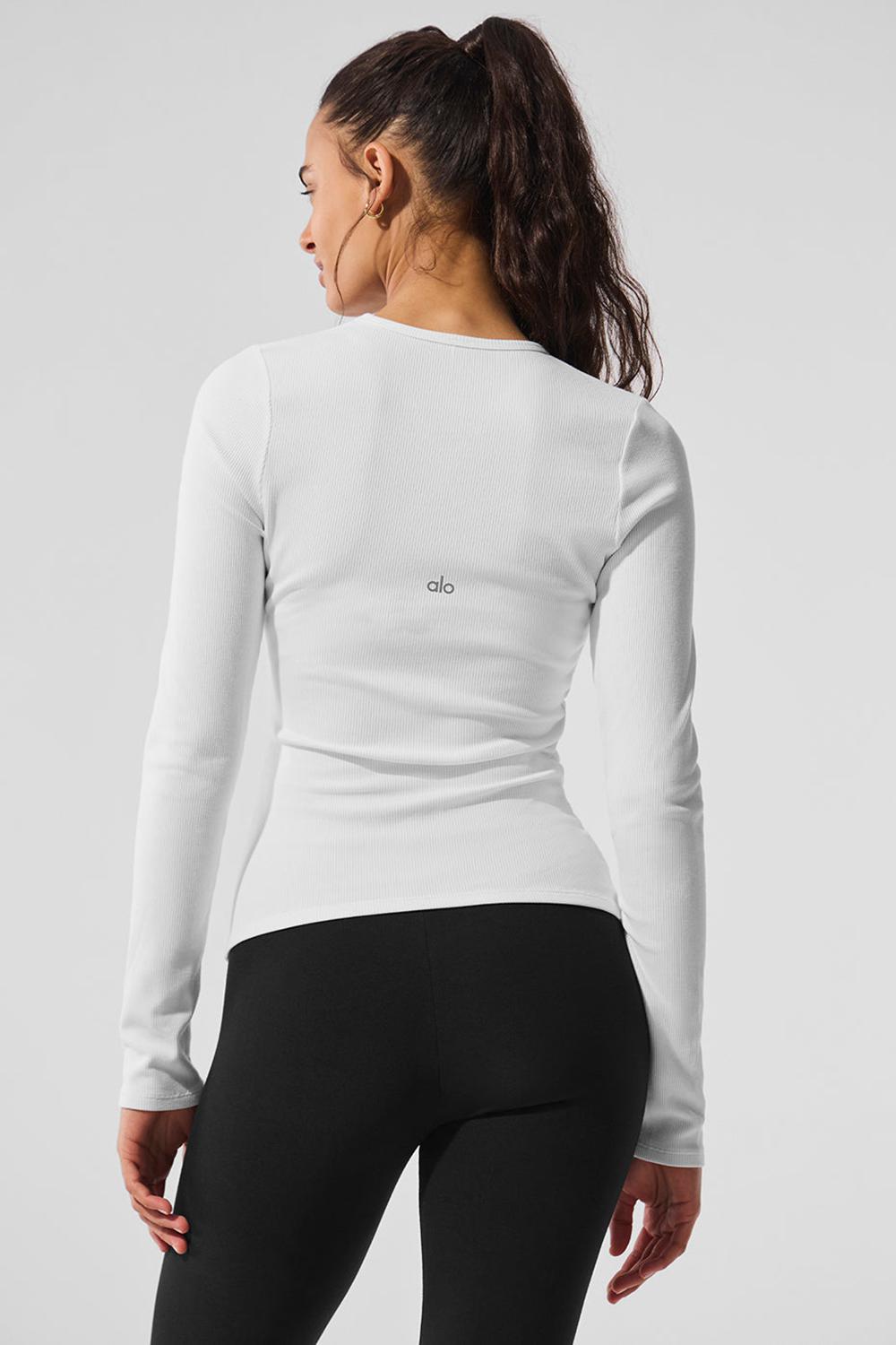 White Women Alo Yoga Ribbed Modal Long Sleeve | Australia  87401-OJWM