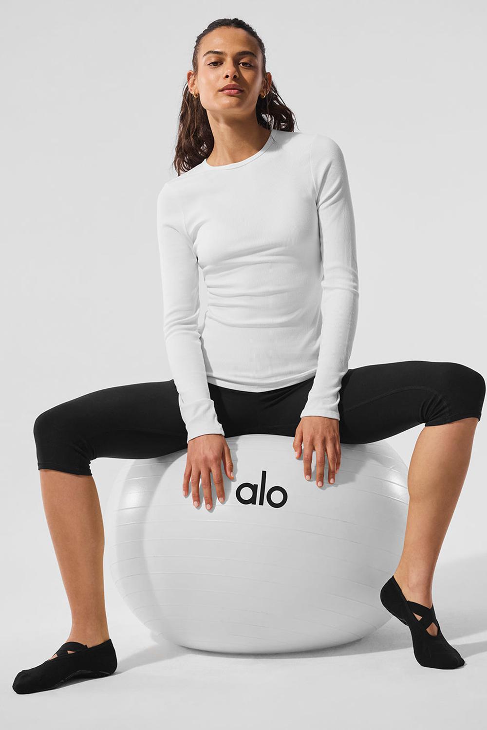White Women Alo Yoga Ribbed Modal Long Sleeve | Australia  87401-OJWM