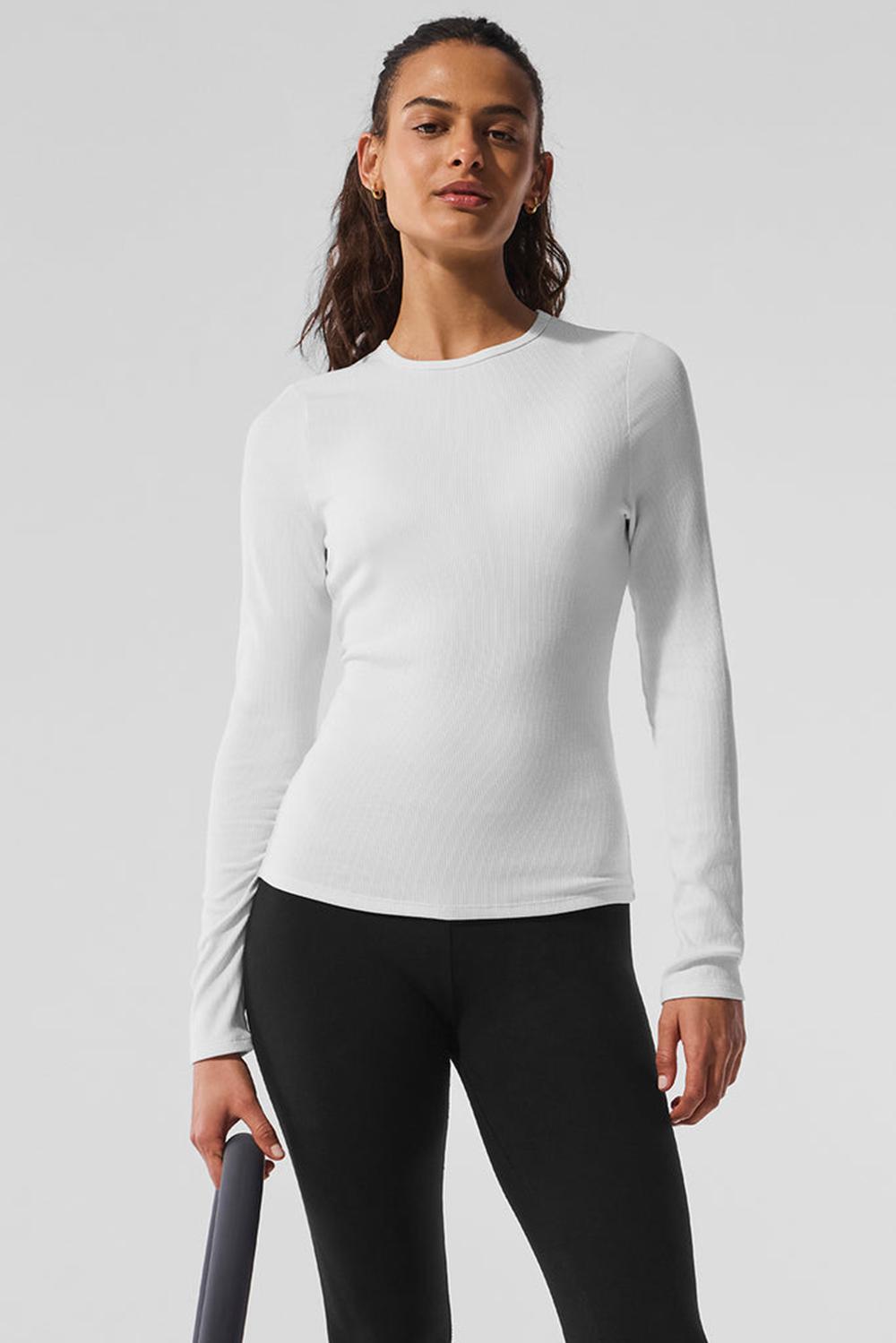 White Women Alo Yoga Ribbed Modal Long Sleeve | Australia  87401-OJWM