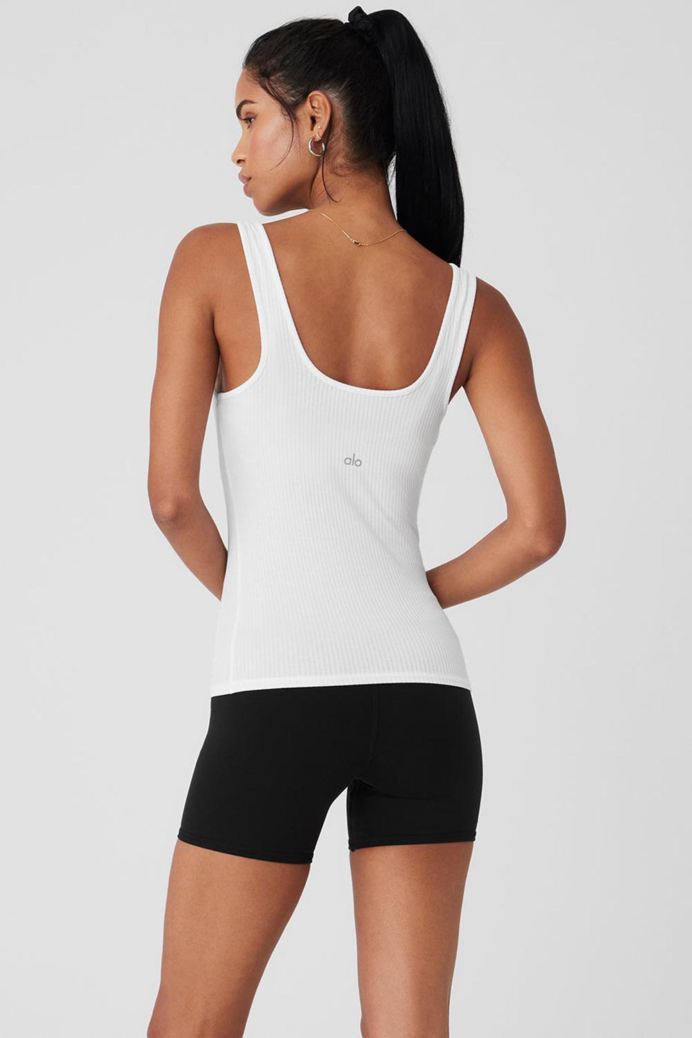 White Women Alo Yoga Ribbed Sea Coast Scoop Neck Tank | Australia  30452-EFJB