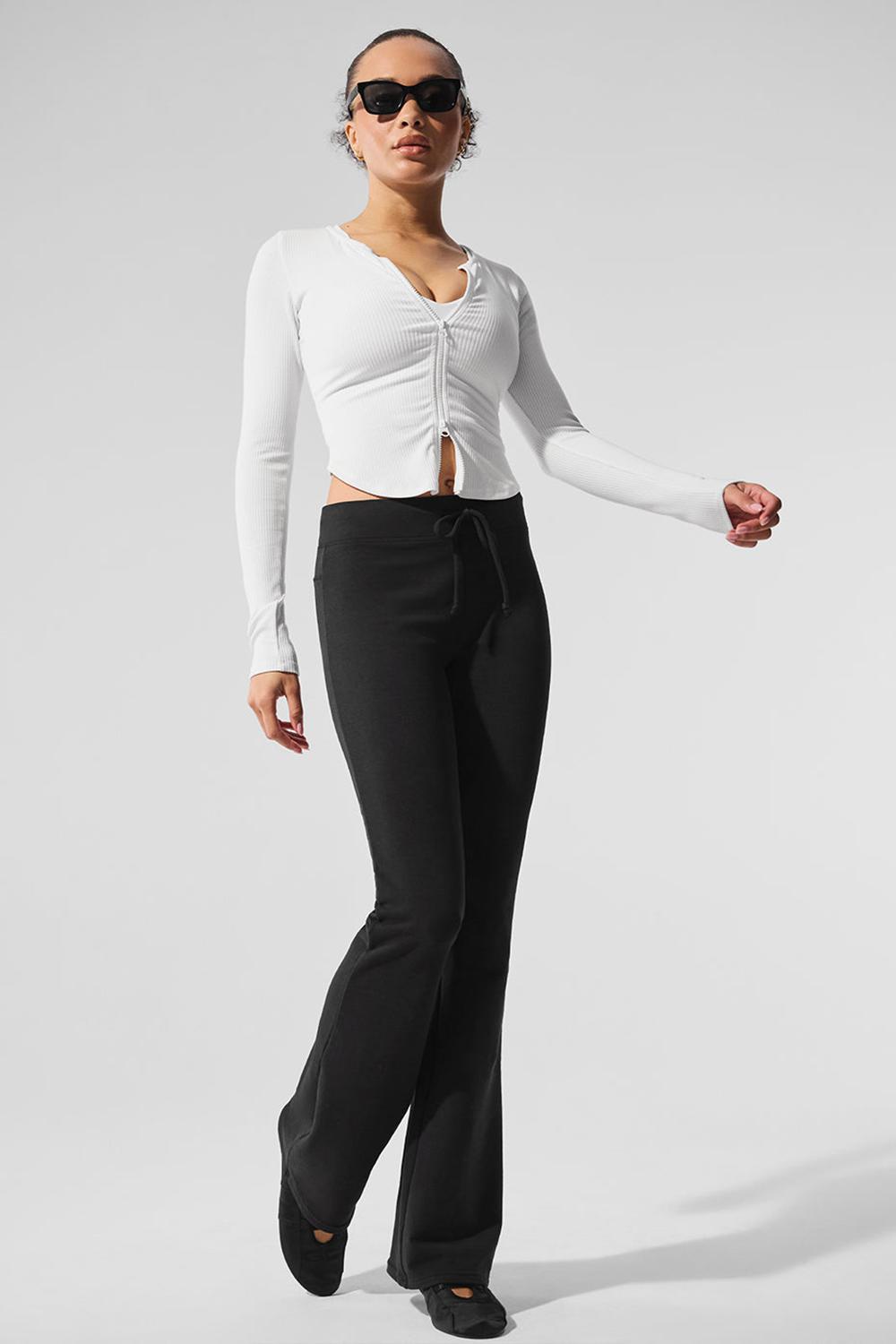 White Women Alo Yoga Ribbed Stardust Long Sleeve | Australia  98045-KZNP