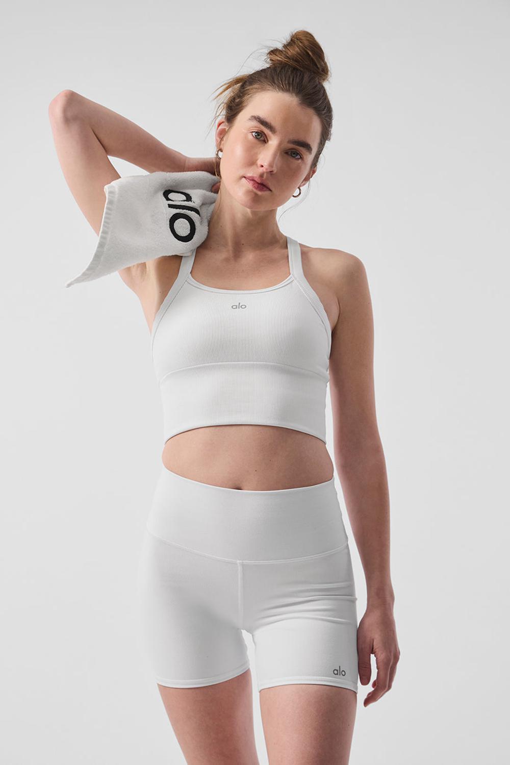 White Women Alo Yoga Seamless Ribbed Favorite Bra Tank | Australia  63210-UHOA