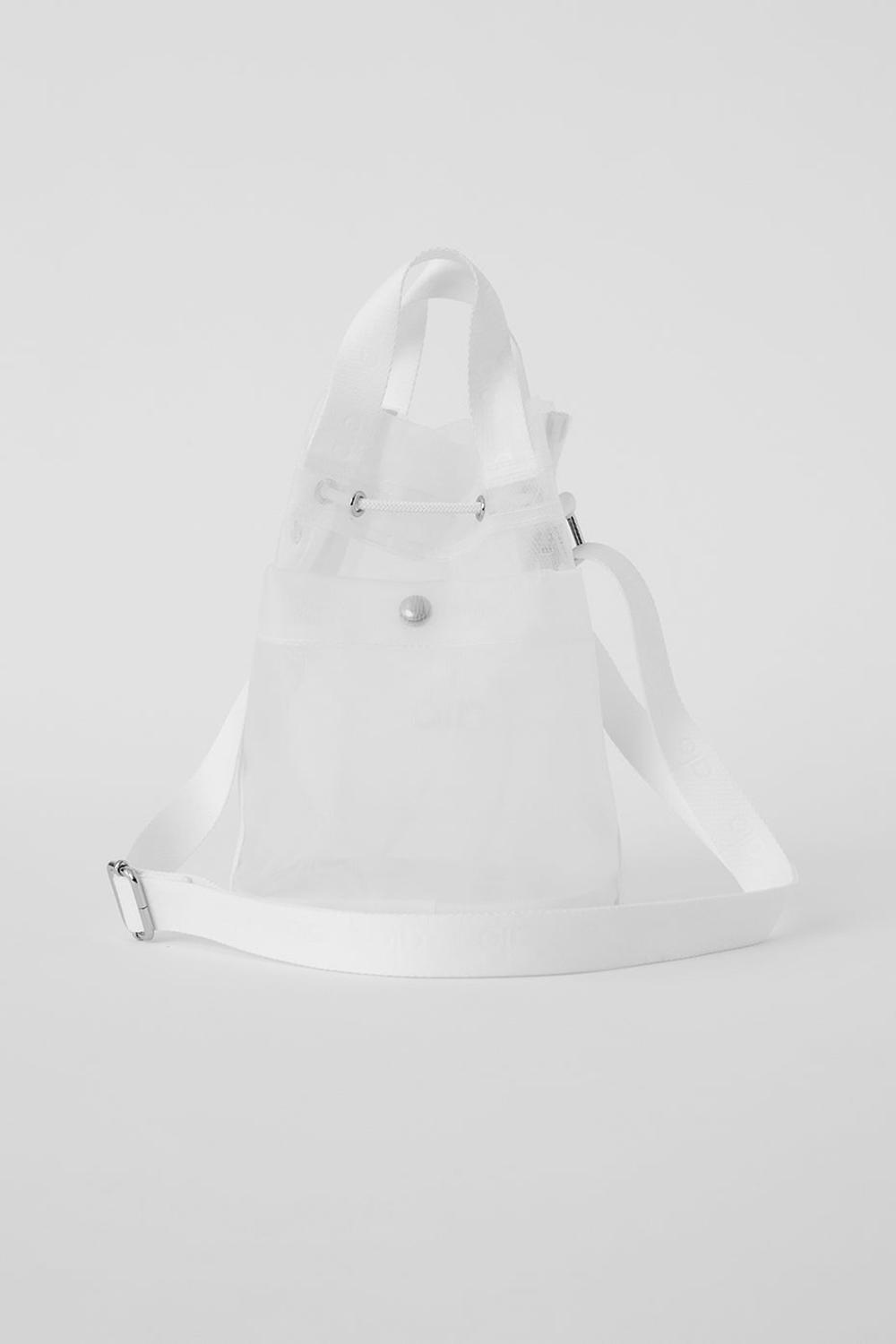 White Women Alo Yoga Sheer Cross Body Bucket Bag | Australia  73598-SXJQ