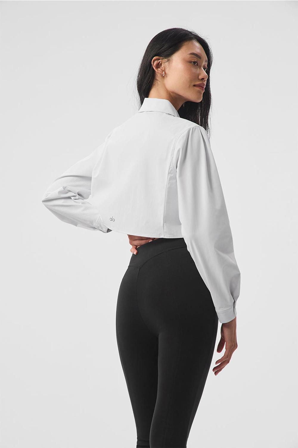 White Women Alo Yoga Take Me Out Button Up Cropped Tops | Australia  98324-SHYX