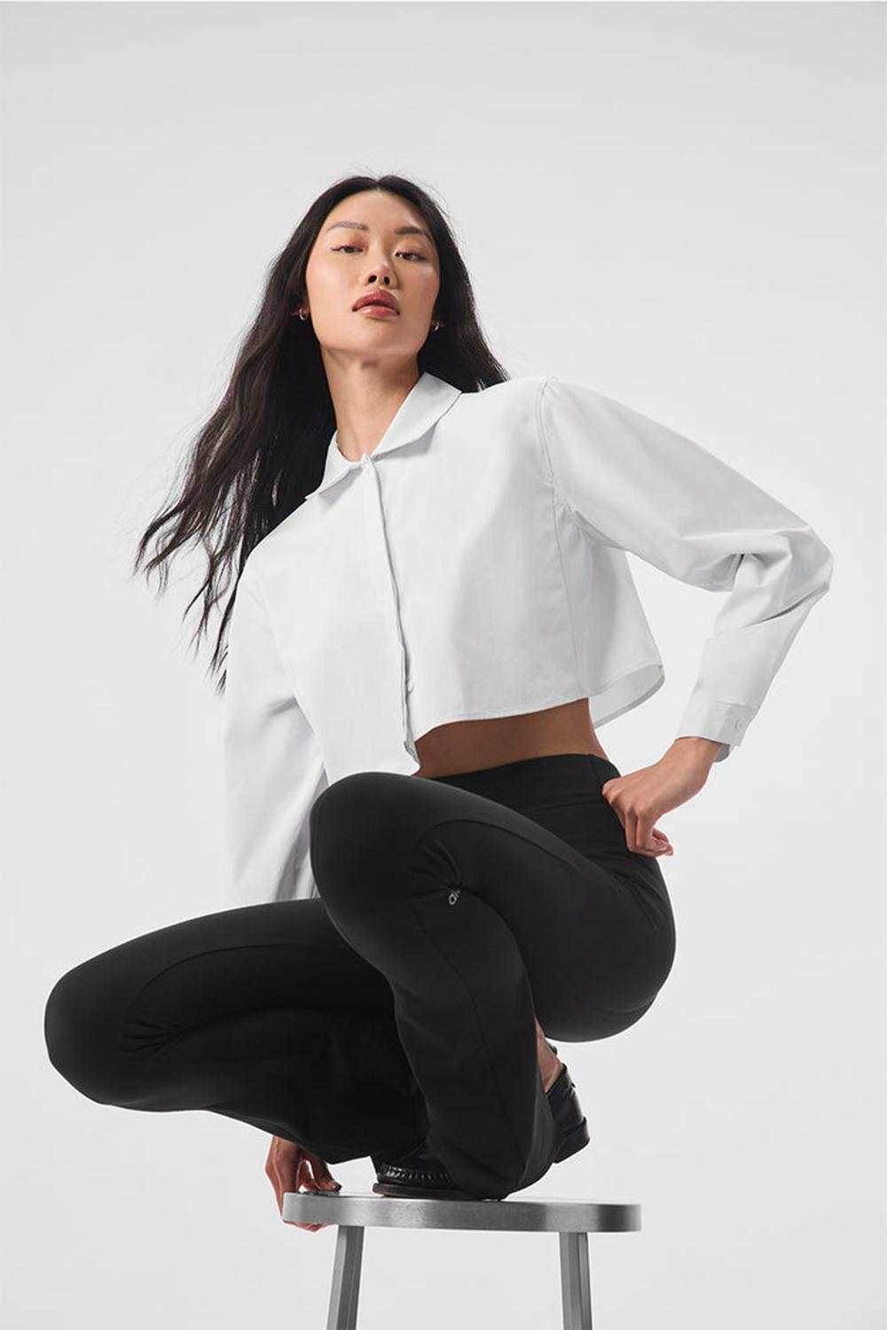 White Women Alo Yoga Take Me Out Button Up Cropped Tops | Australia  98324-SHYX
