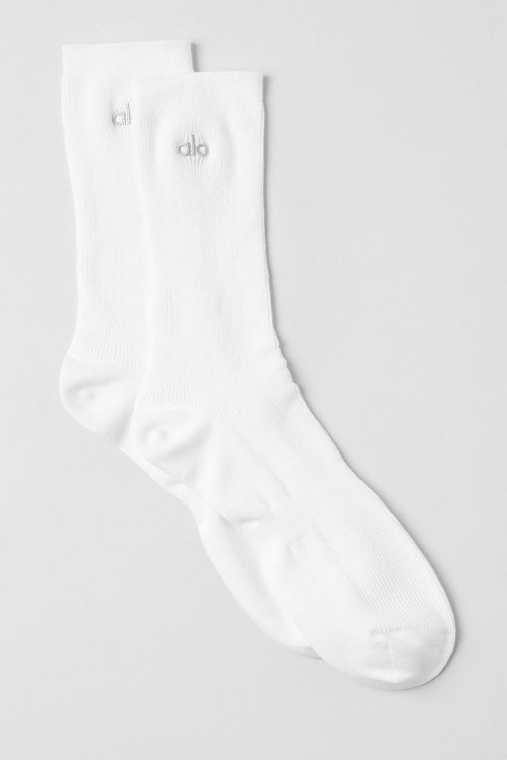 White Women Alo Yoga Unisex Half-Crew Understated Sock | Australia  79023-NZWF