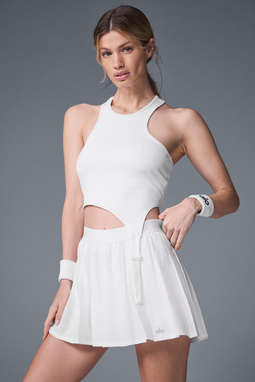 White Women Alo Yoga Varsity Tennis Skirt | Australia  65843-DXOS