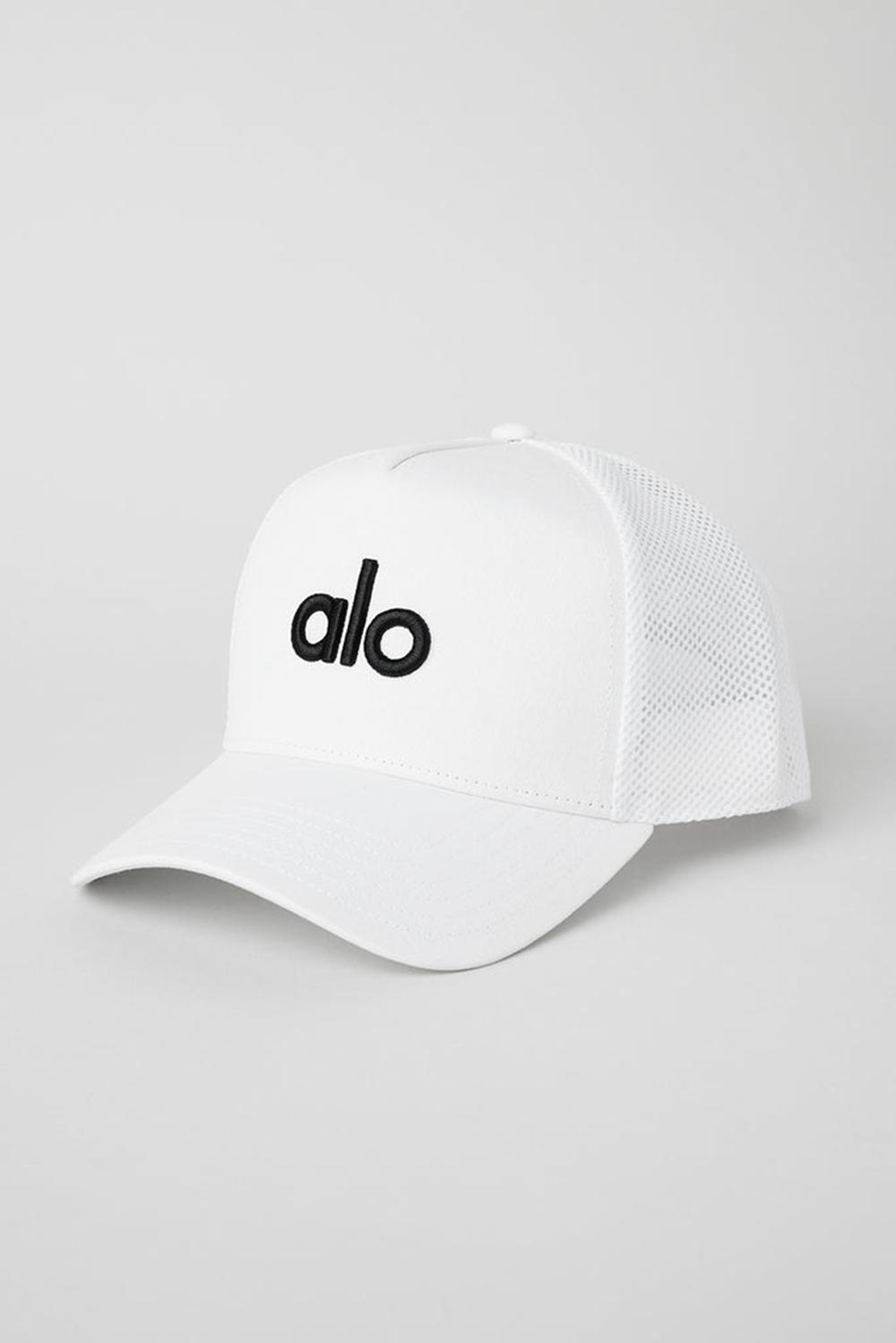 White / Black Women Alo Yoga District Trucker Hat | Australia  17204-APDR