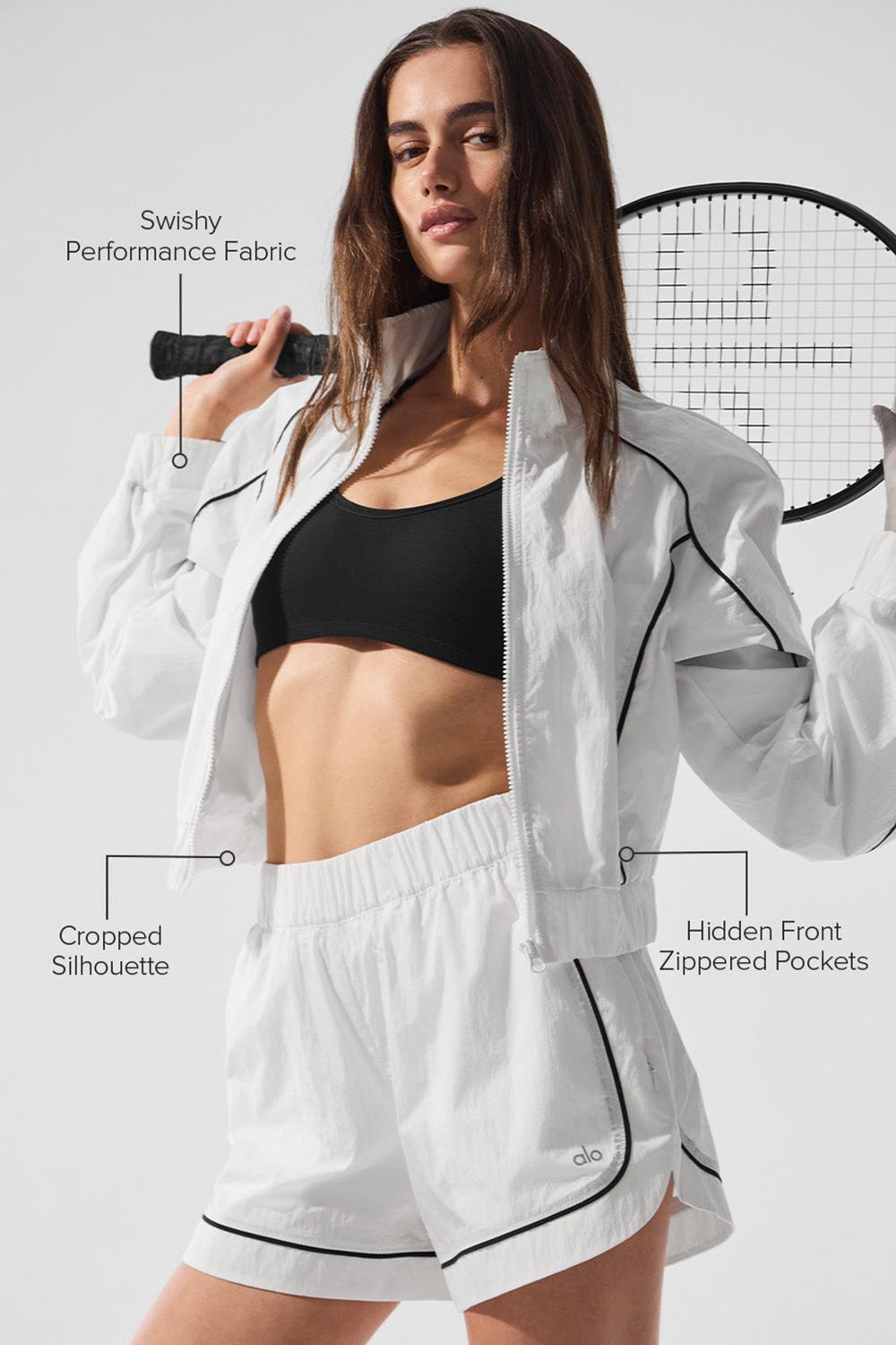 White / Black Women Alo Yoga Motivate Full-Zip Track Jacket | Australia  79320-NXKP