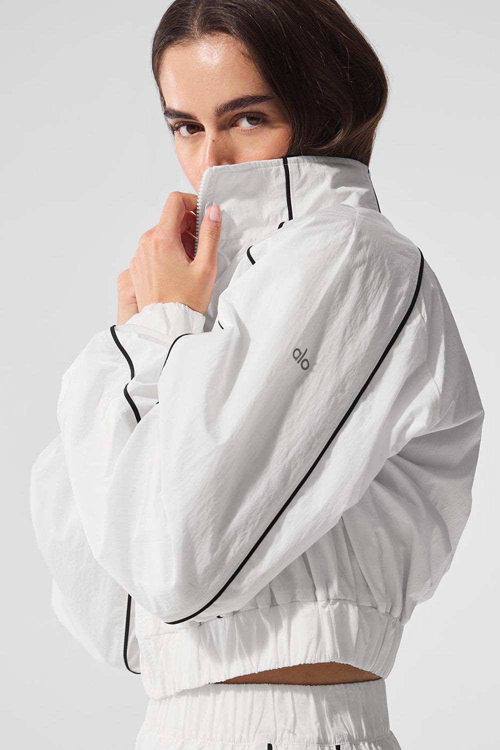 White / Black Women Alo Yoga Motivate Full-Zip Track Jacket | Australia  79320-NXKP
