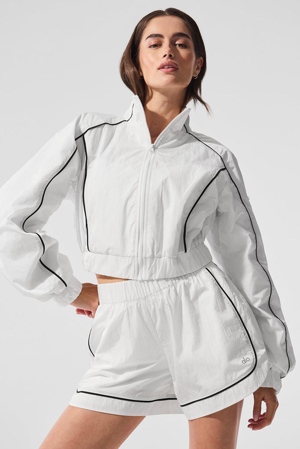 White / Black Women Alo Yoga Motivate Full-Zip Track Jacket | Australia  79320-NXKP