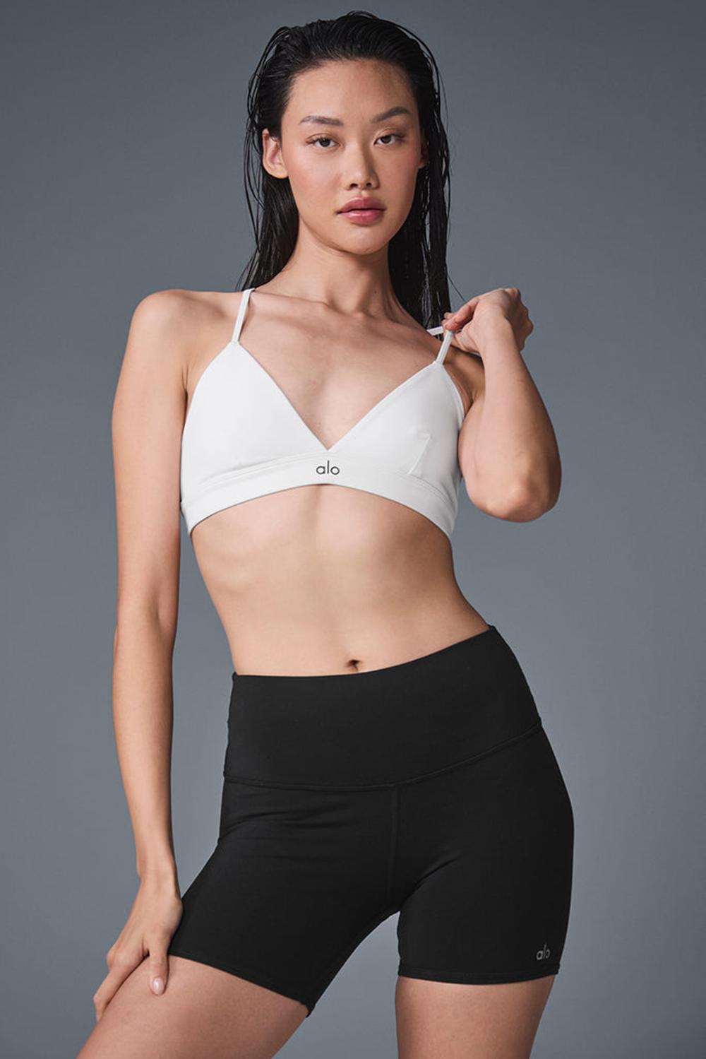 White / Black Women Alo Yoga Splendor Bra | Australia  18067-GJIM