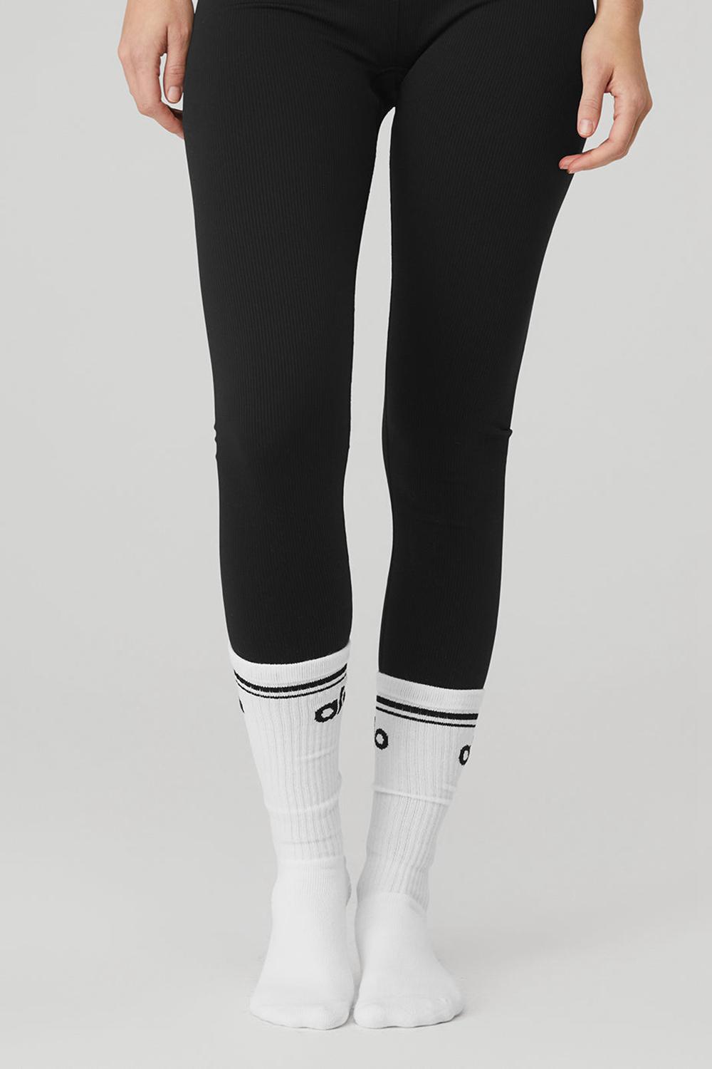 White / Black Women Alo Yoga Throwback Barre Sock | Australia  04692-JHAB