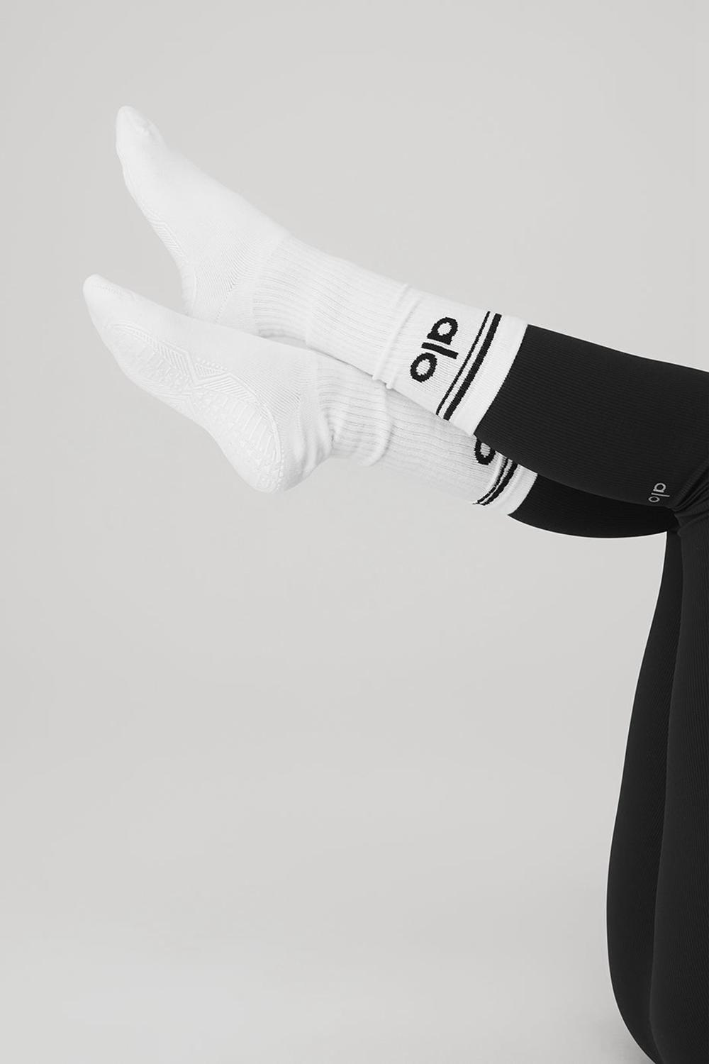 White / Black Women Alo Yoga Throwback Barre Sock | Australia  04692-JHAB