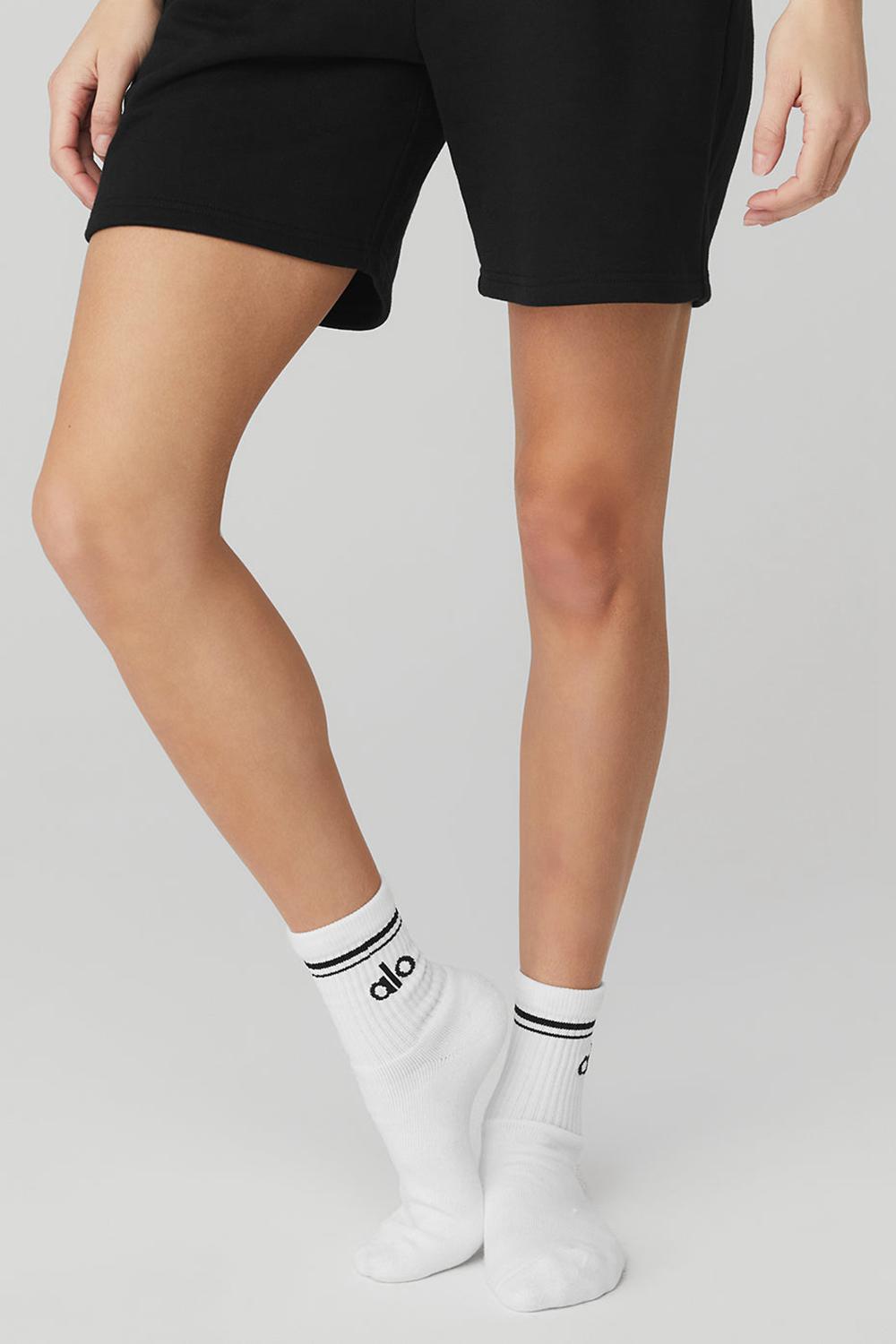 White / Black Women Alo Yoga Unisex Half-Crew Throwback Sock | Australia  08729-YLMU