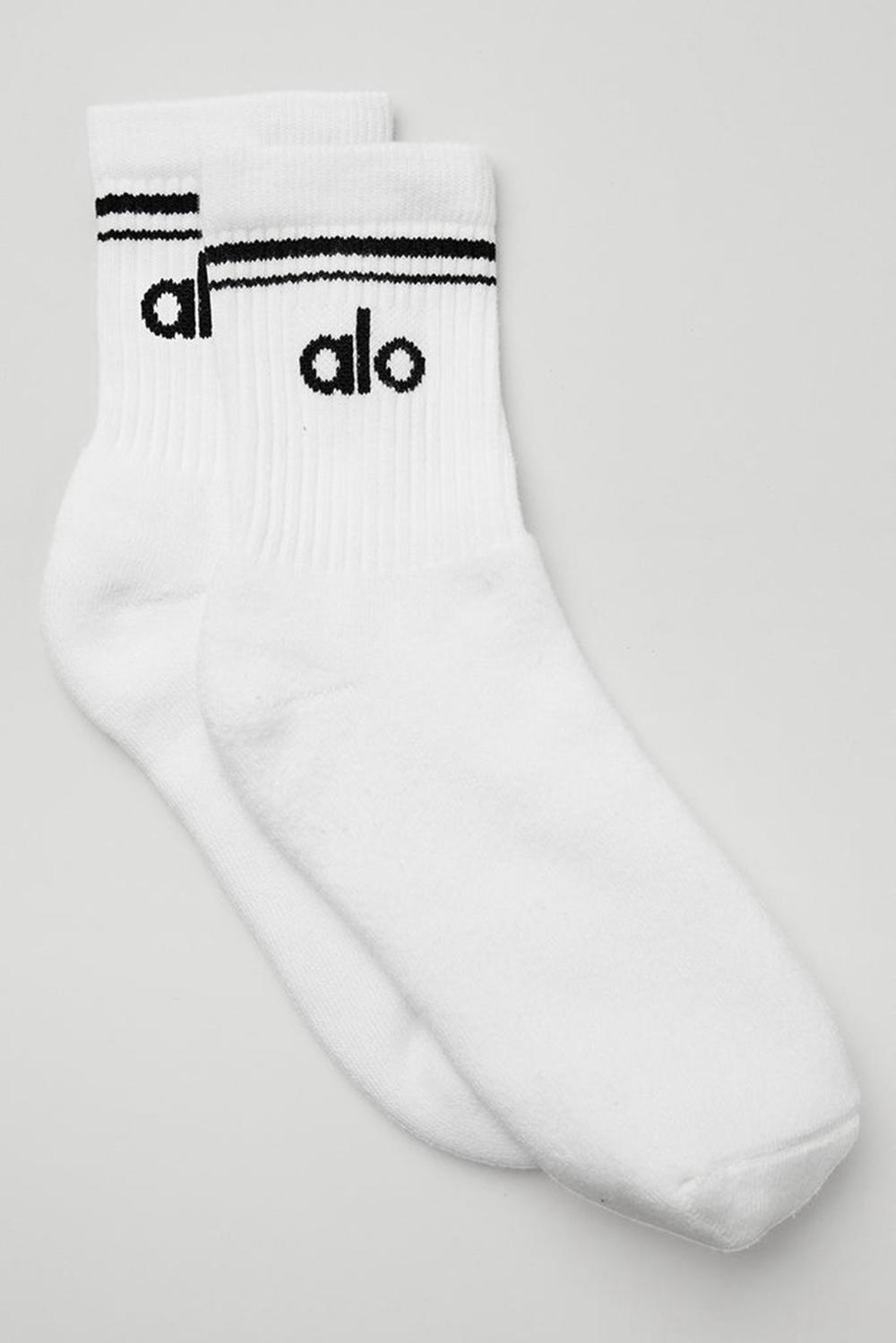 White / Black Women Alo Yoga Unisex Half-Crew Throwback Sock | Australia  08729-YLMU