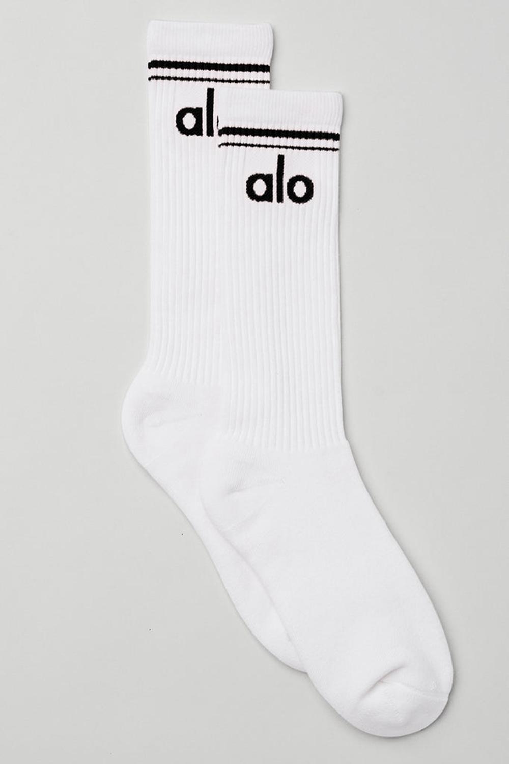 White / Black Women Alo Yoga Unisex Throwback Sock | Australia  56428-FOVN